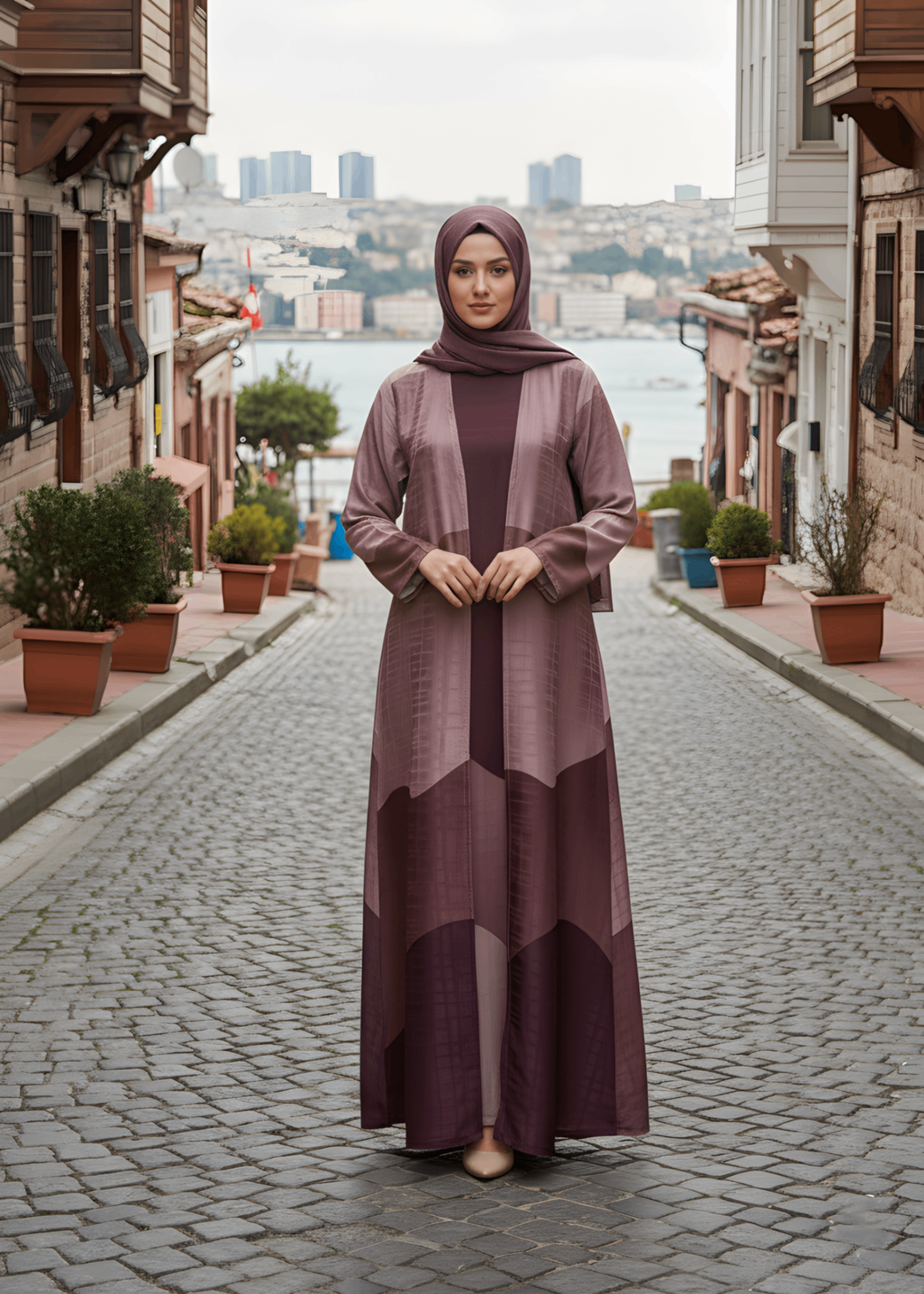 jacquard georgette Abaya in Maroon