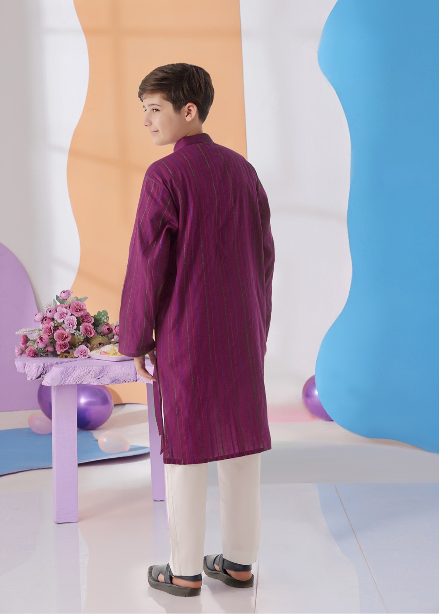 jacquard Kurta in Purple