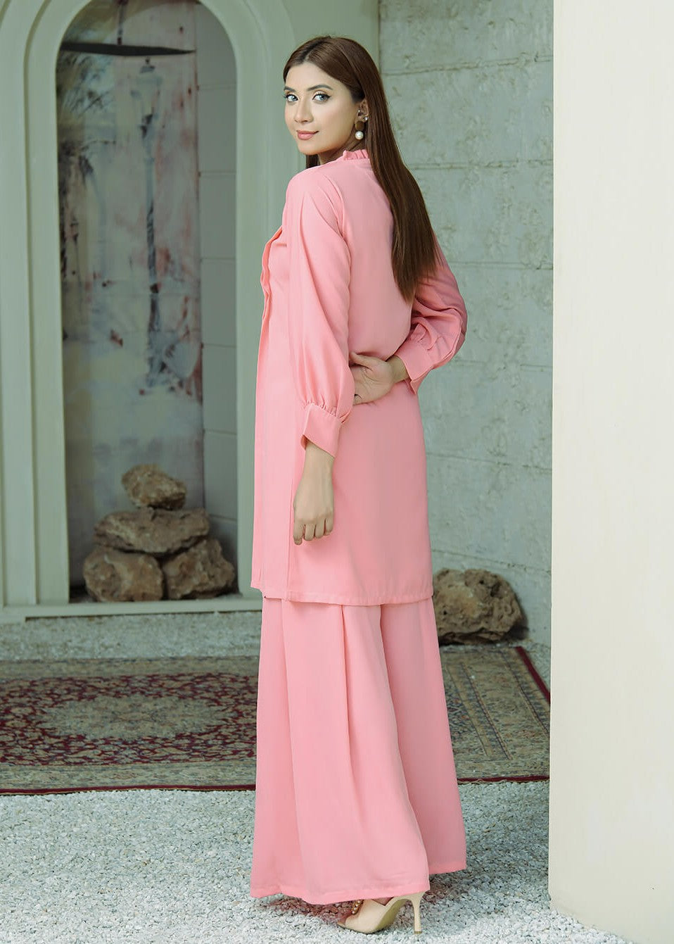 georgette Short Frock in Blush pink