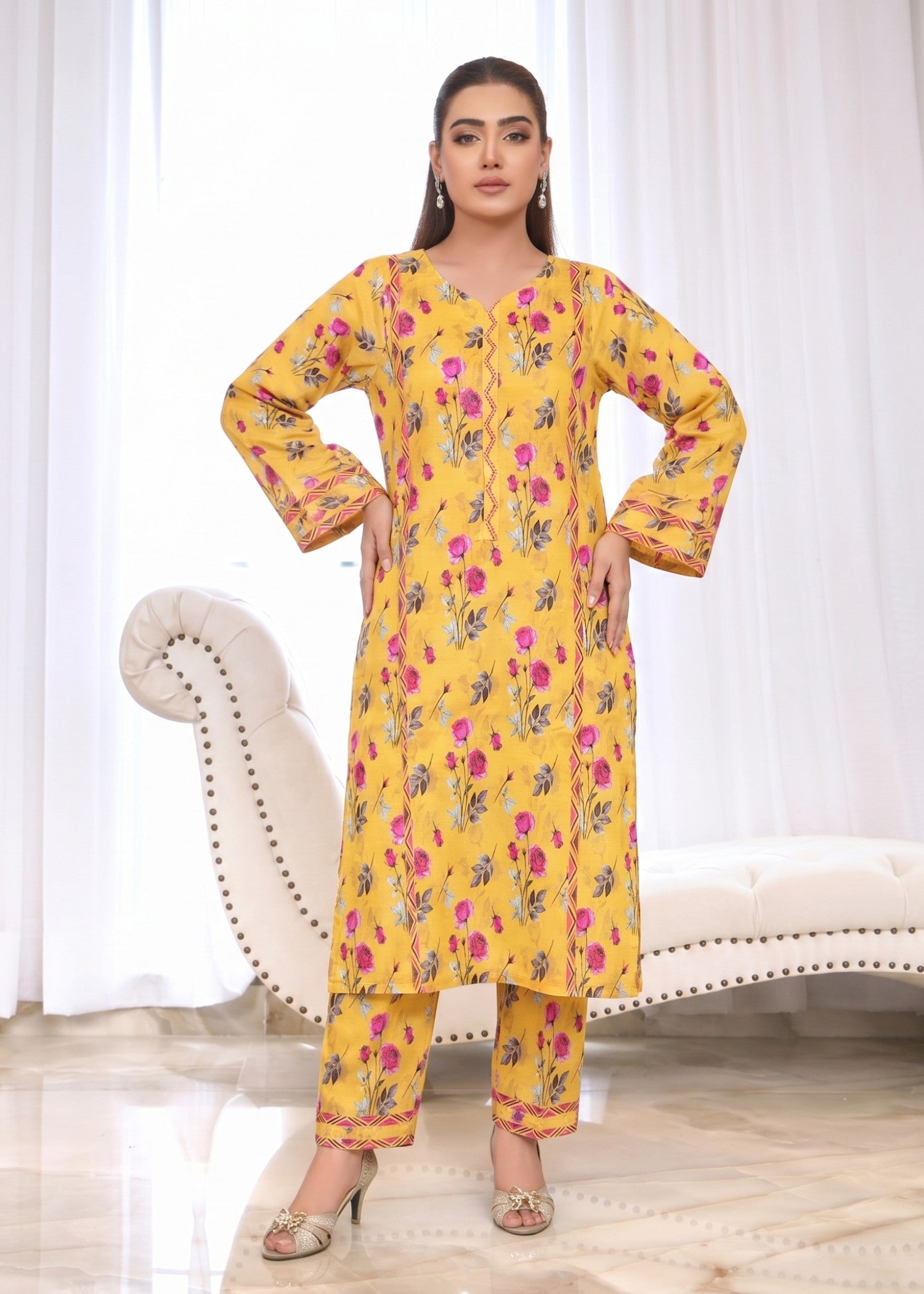 lawn Kurta Set in Sunflower