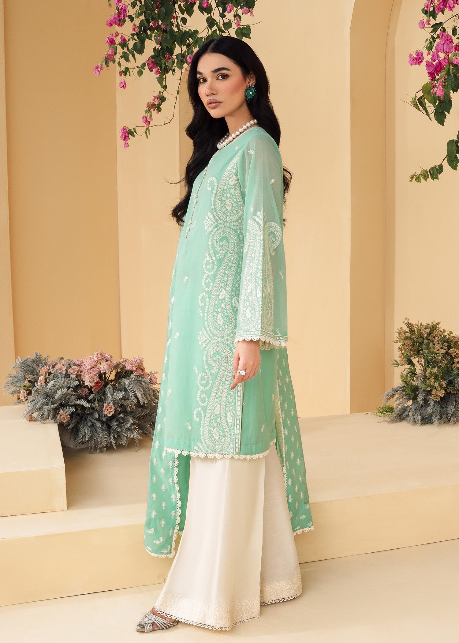 cotton net Kurta Set in Green