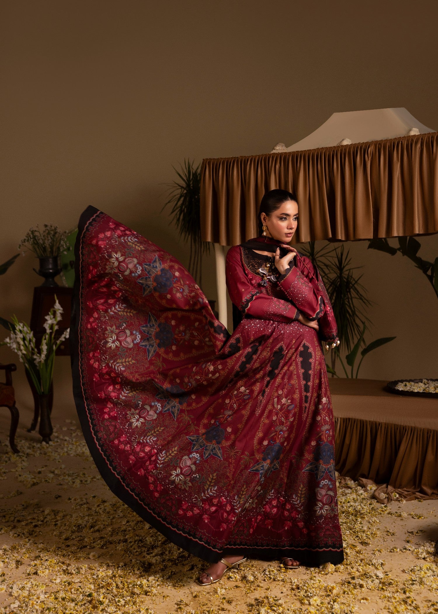 poly lawn Maxi in Blood red