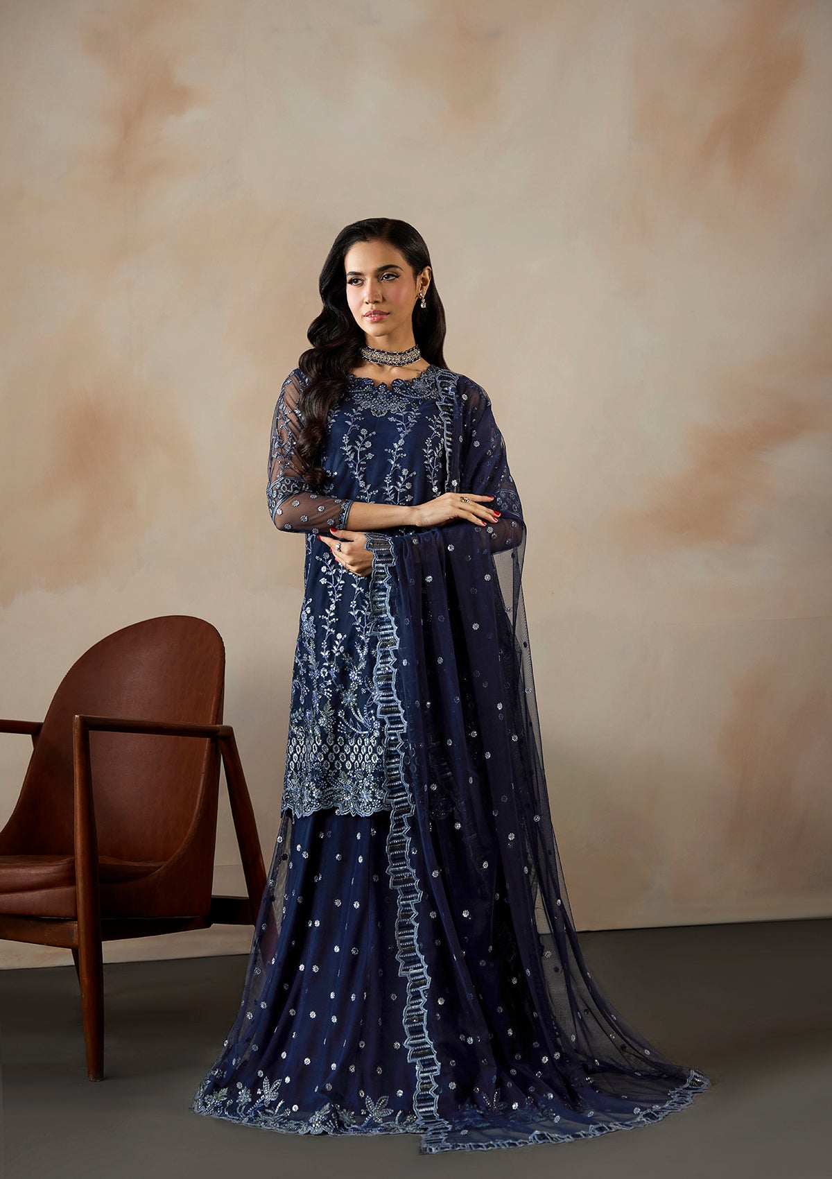 net Unstitched in Navy blue