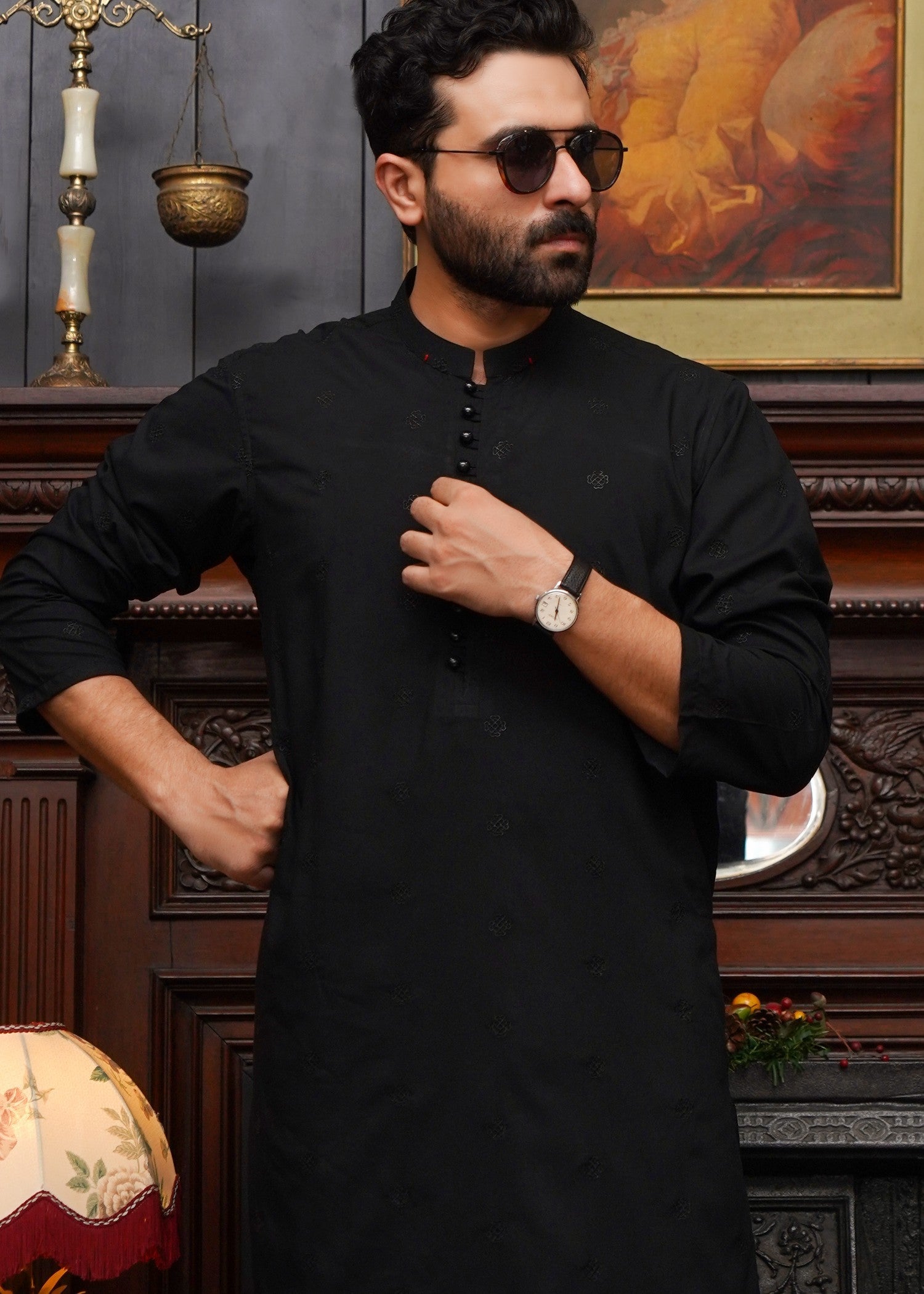 wash & wear Shalwar Kameez in Black by Maqsood Garments