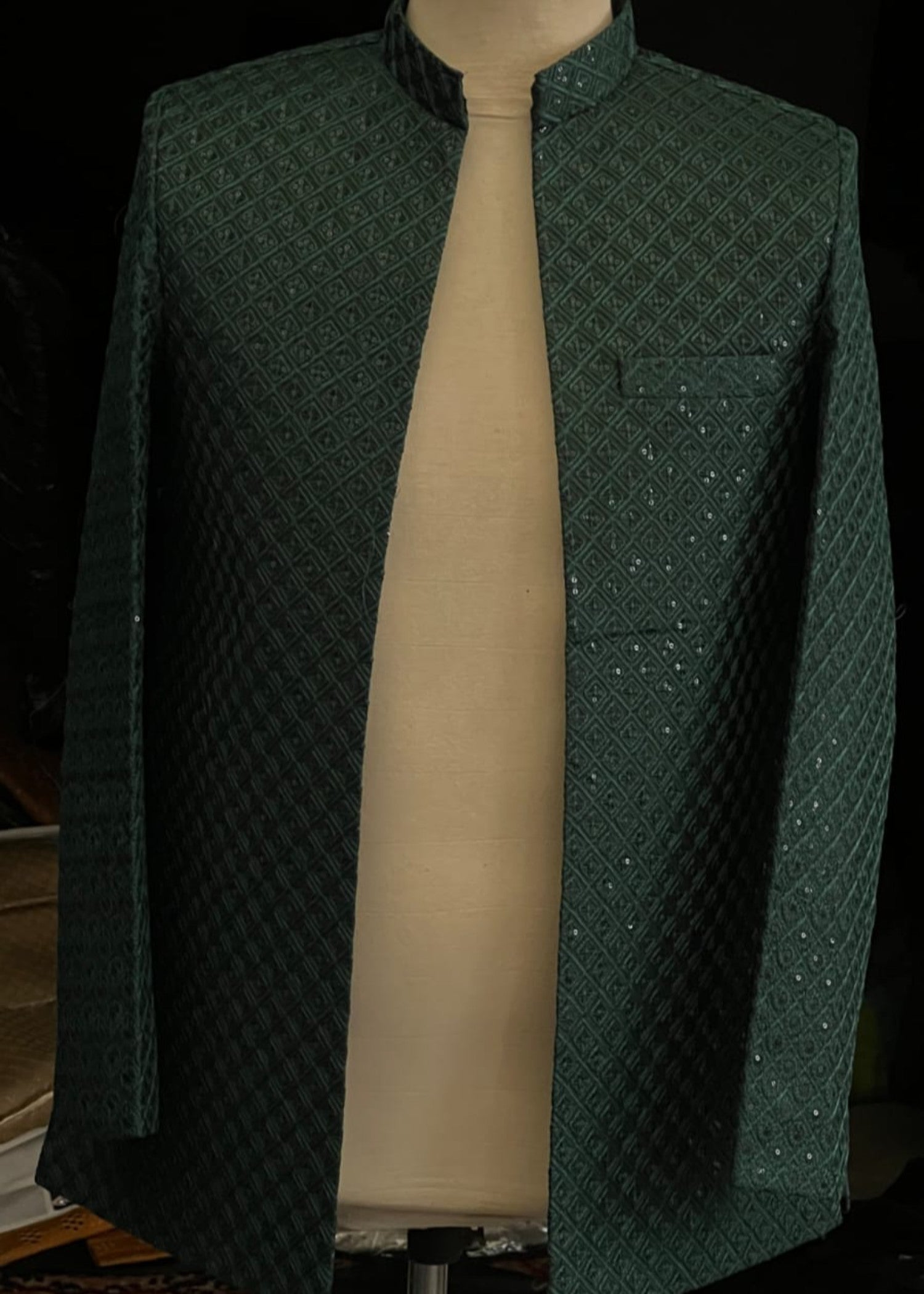 silk Prince Coat in Bottle green by Dulha Fashion House