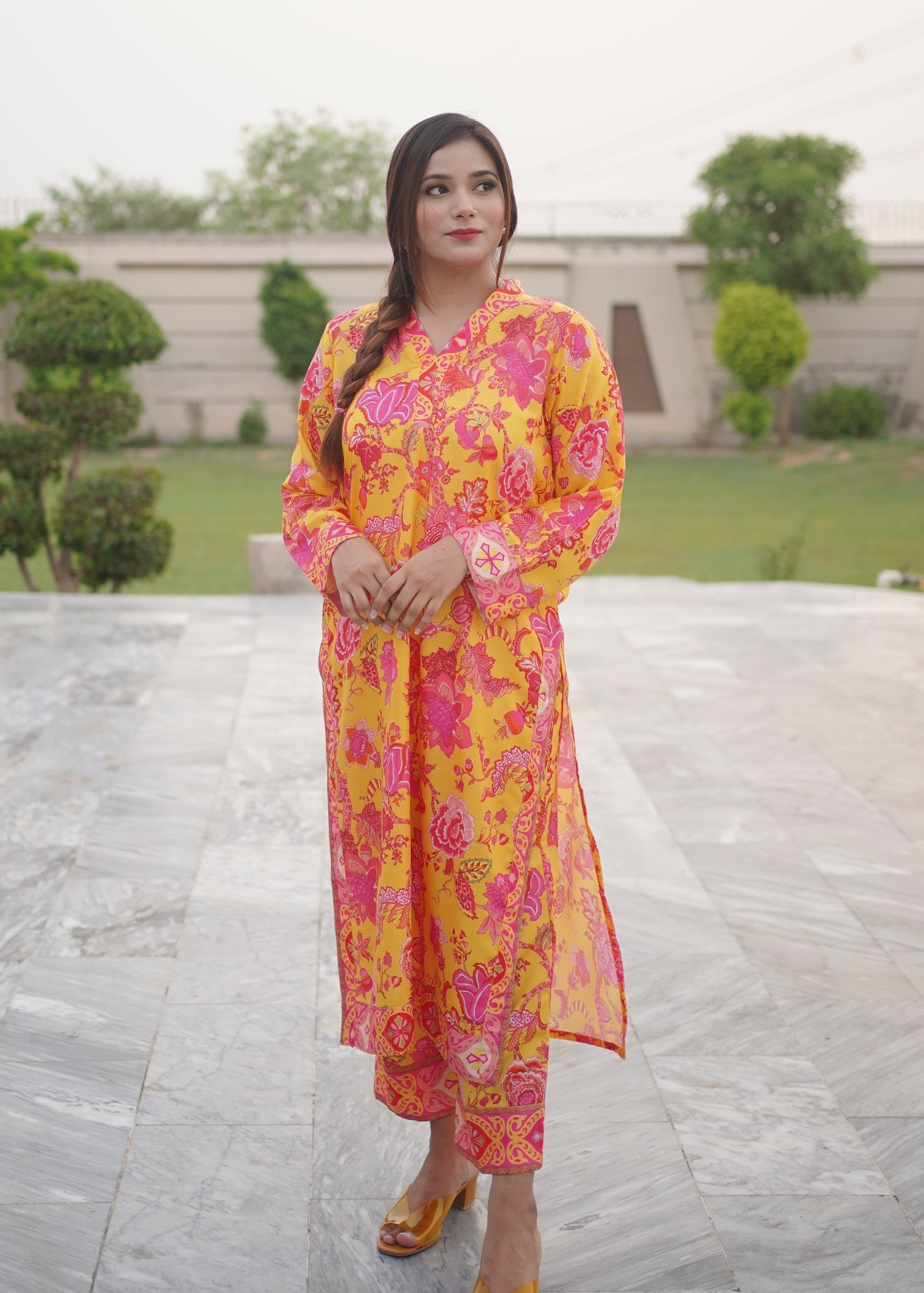 swiss lawn Co Ord Sets in Yellow