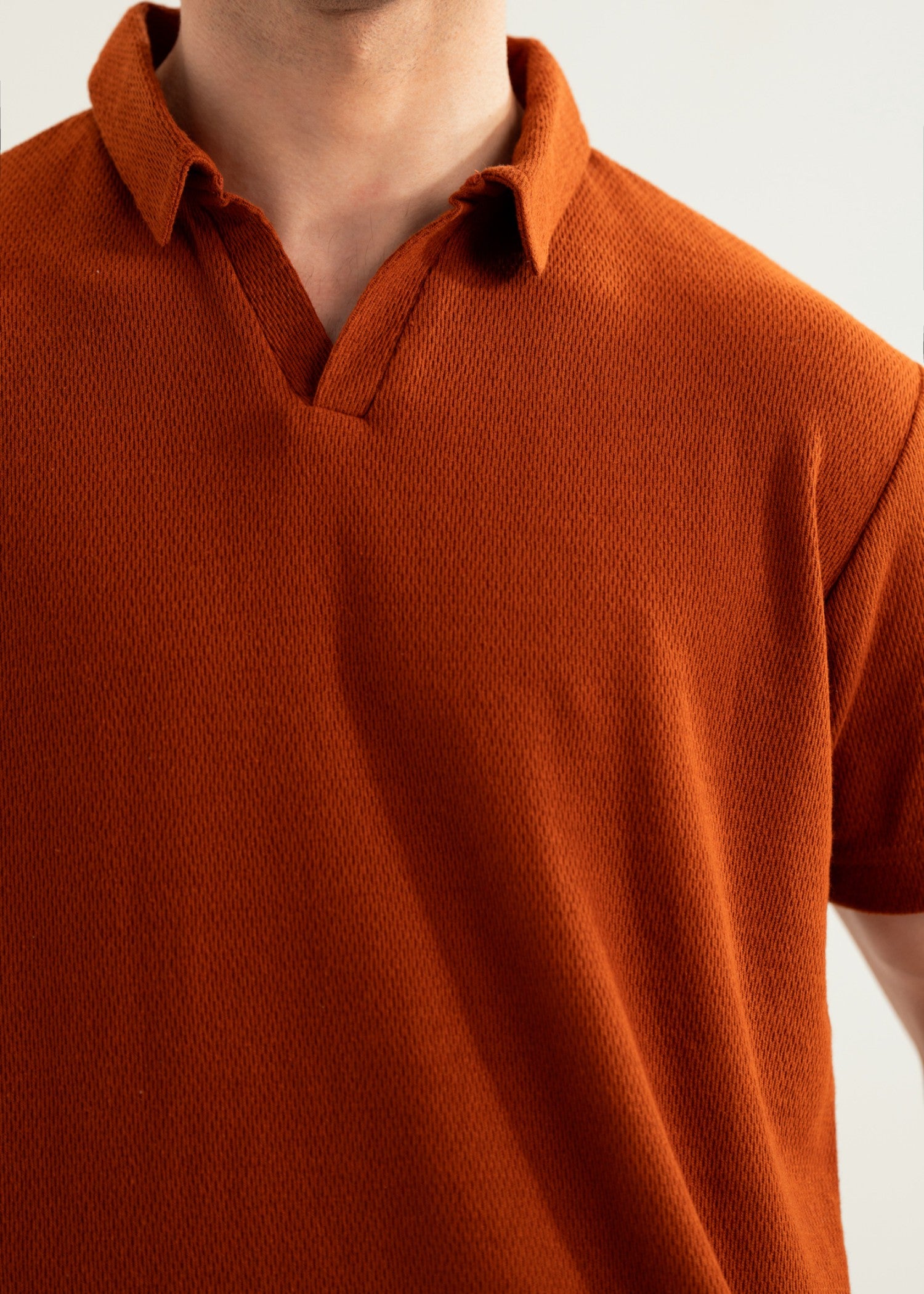 cotton Polo Shirt in Rust orange