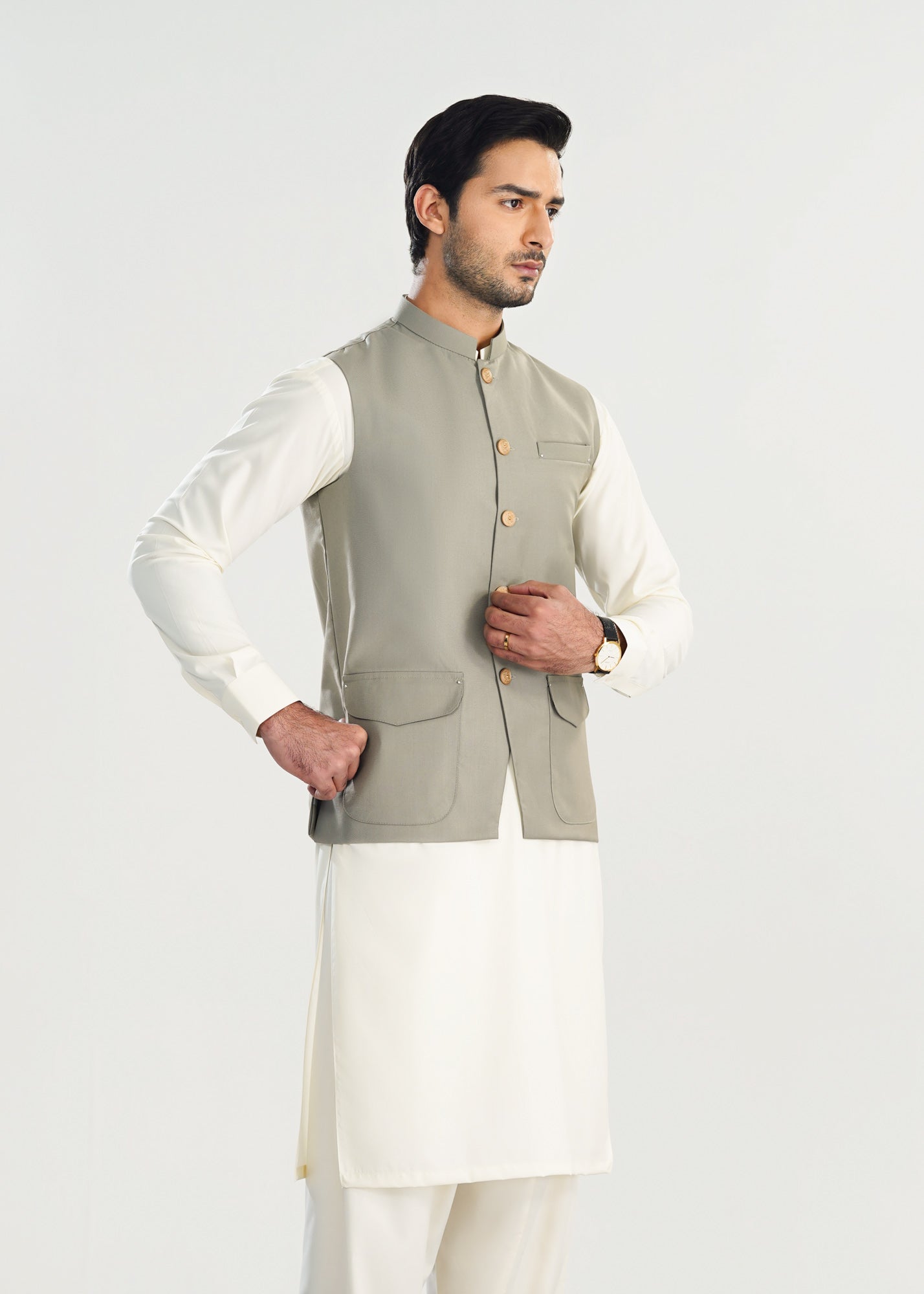 suiting Waistcoat in Off-white, grey