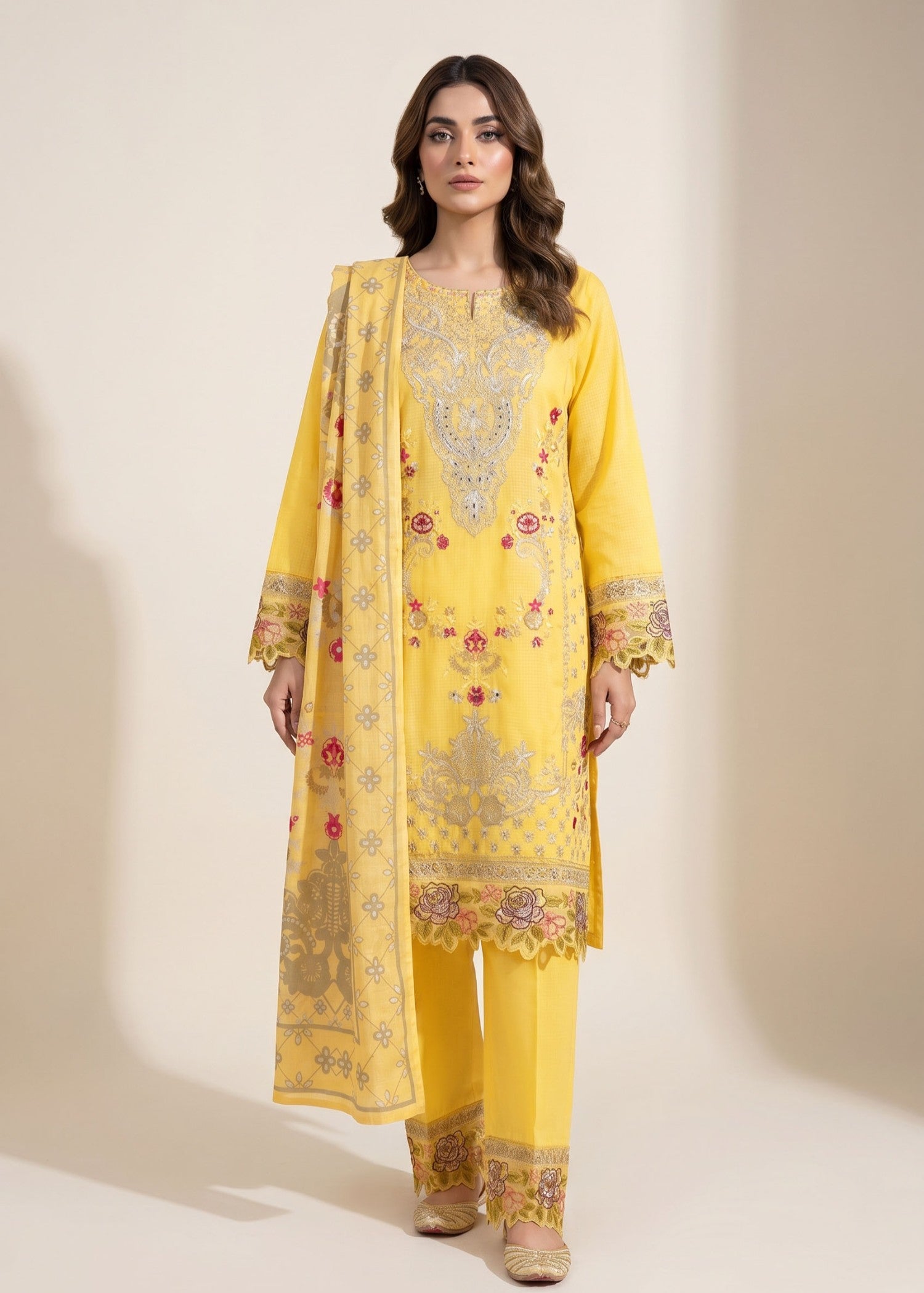 cotton dobby Kurta Set in Lemon