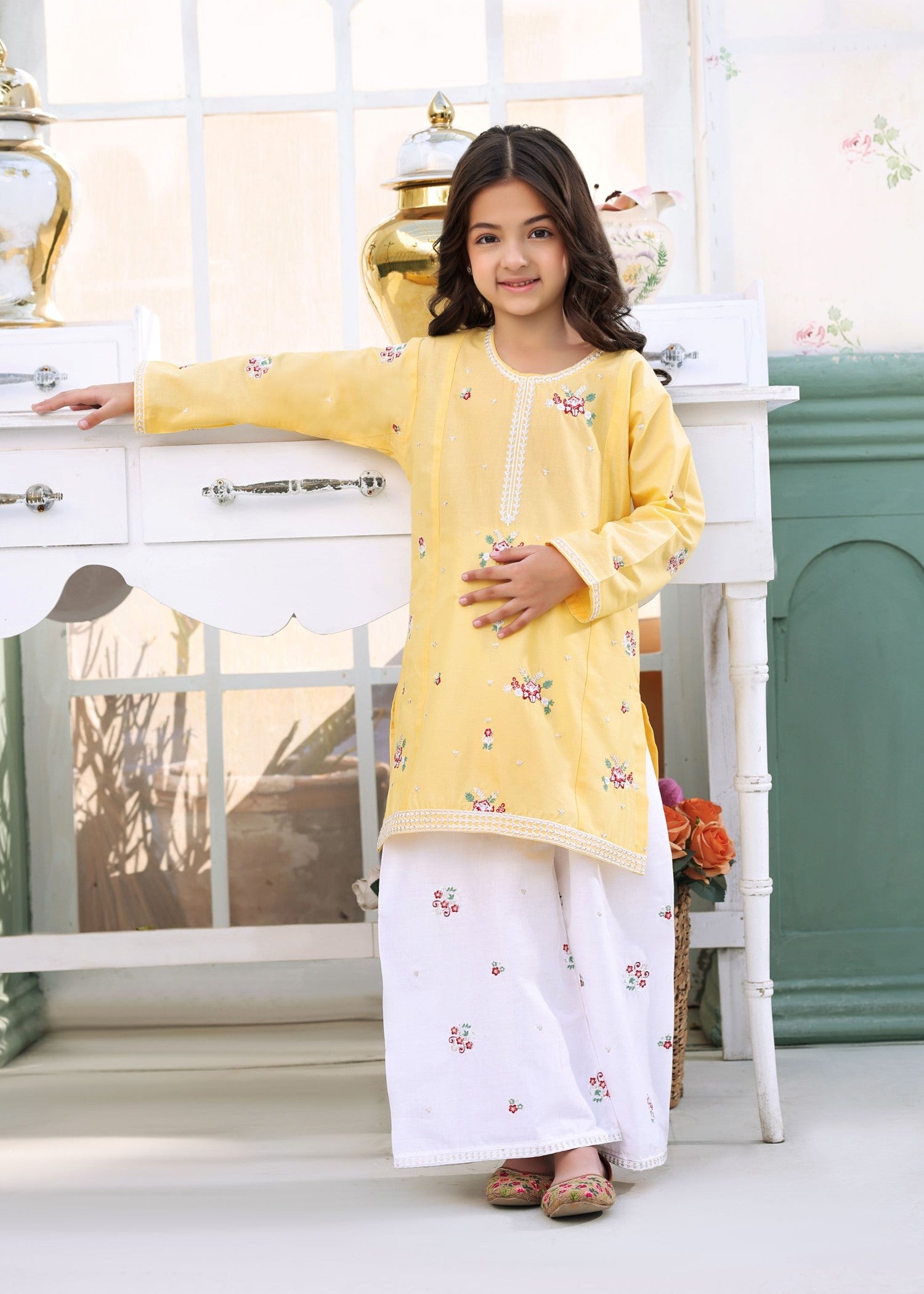 cotton Kurta Set in Lemon