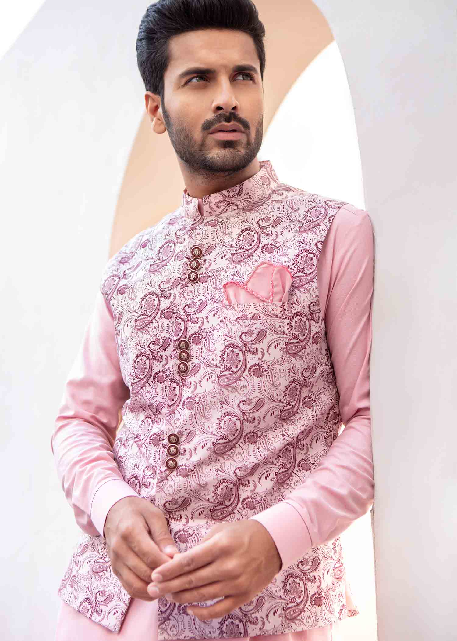 cotton Waistcoat in Pink