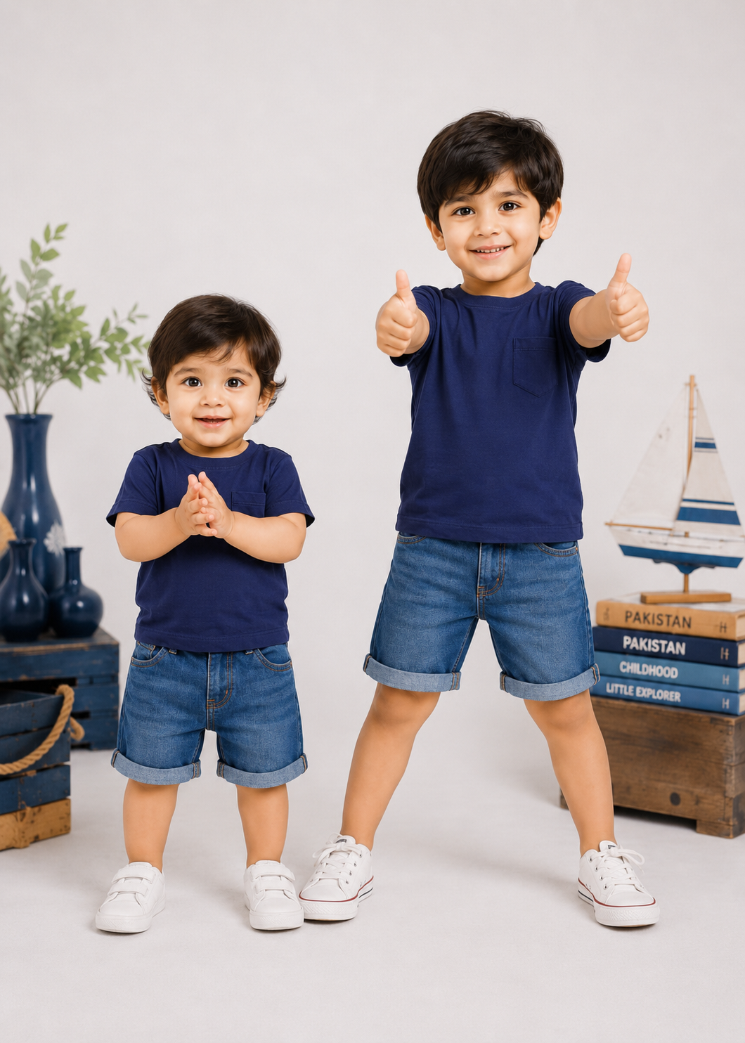 single jersey knit T Shirt in Navy blue