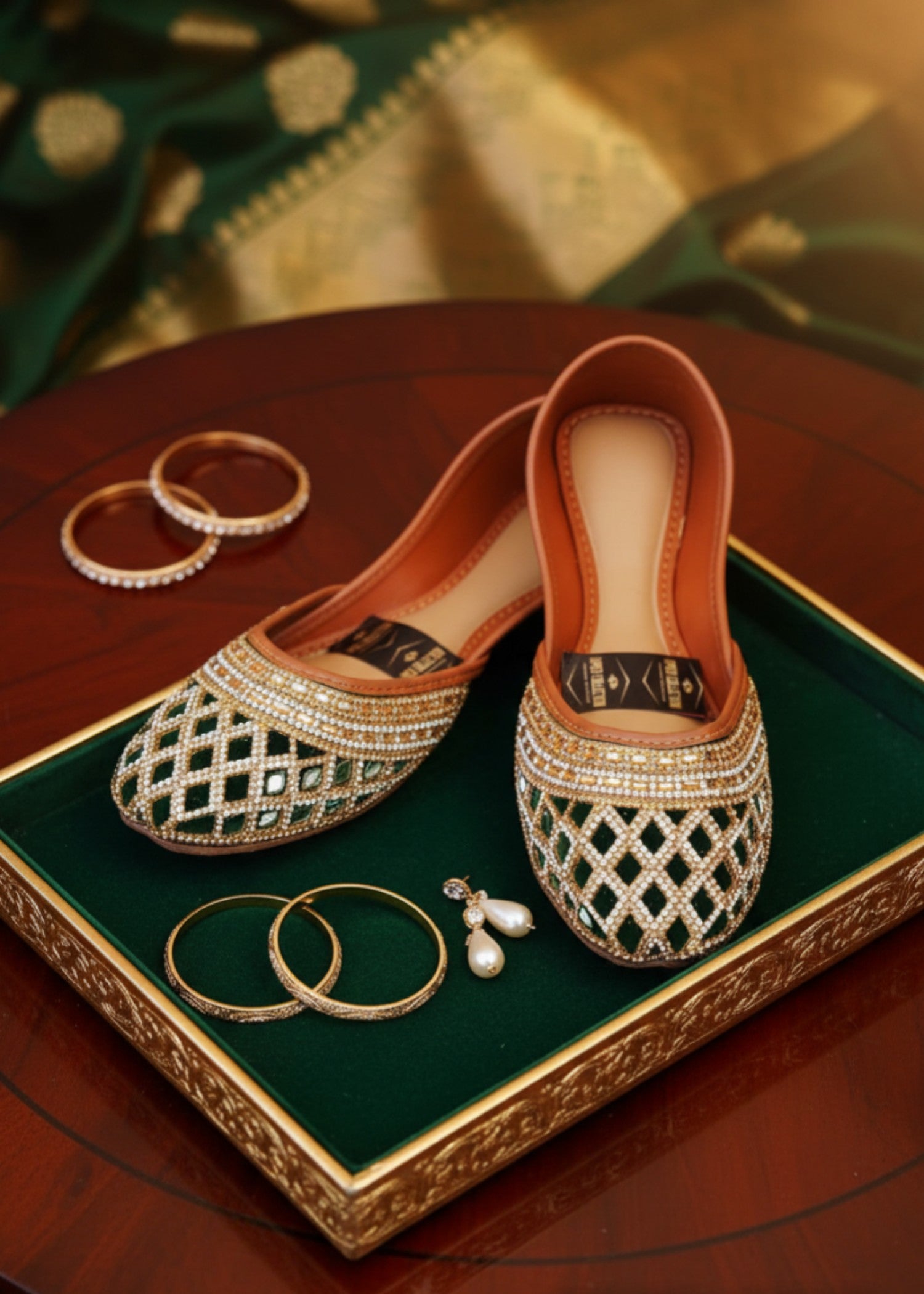 Khussa in Green by - High Quality Women Khussa IDF3256