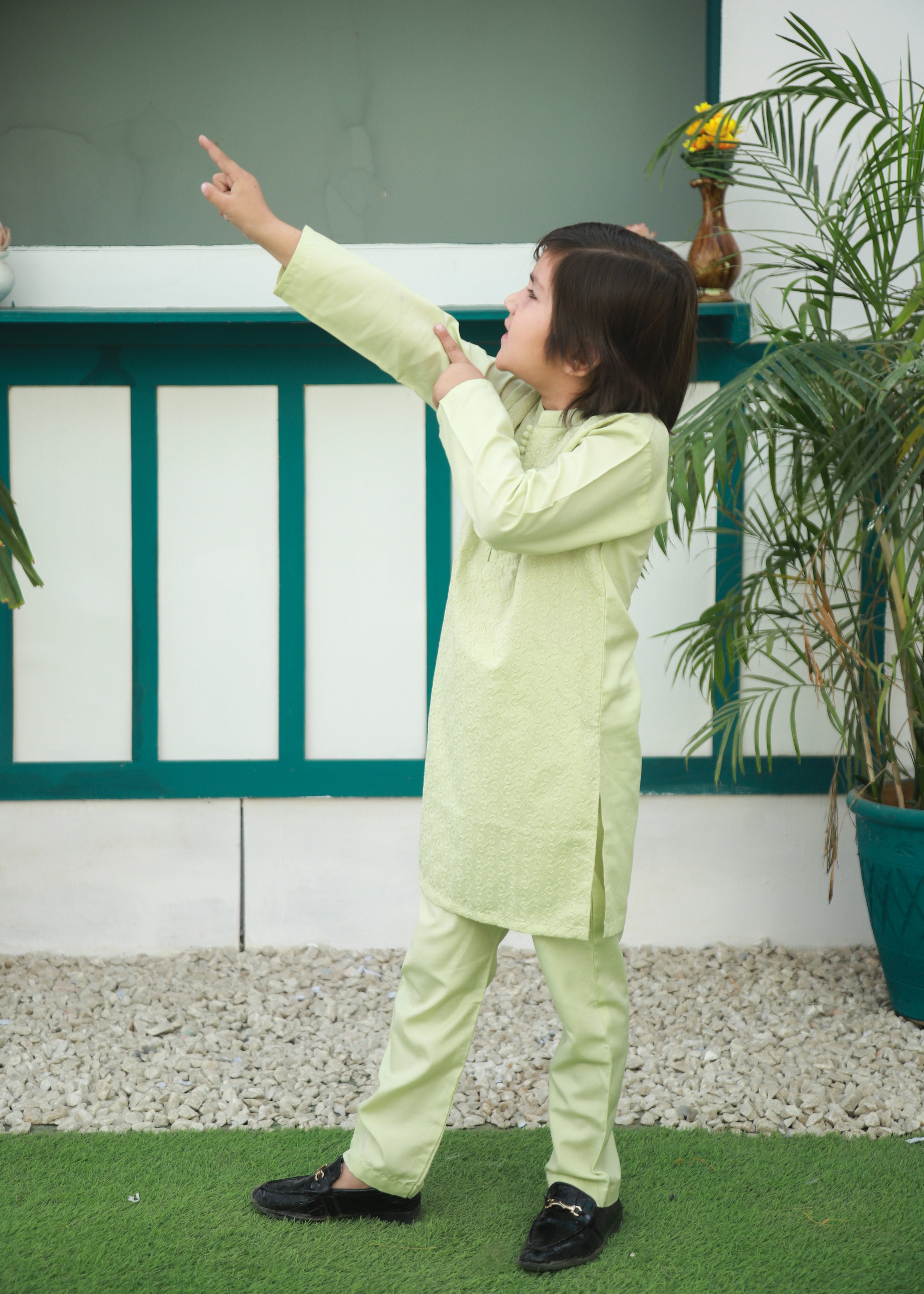 cotton Kurta Set in Tea green