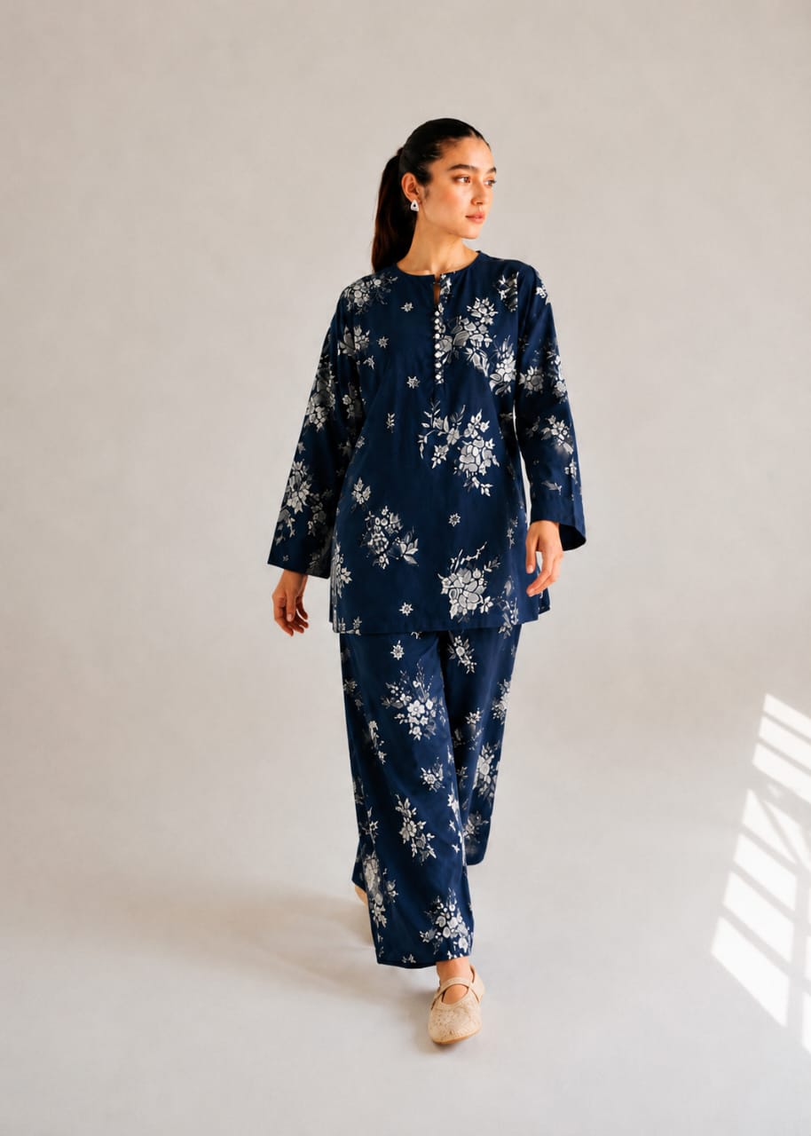 lawn Co Ord Sets in Navy blue