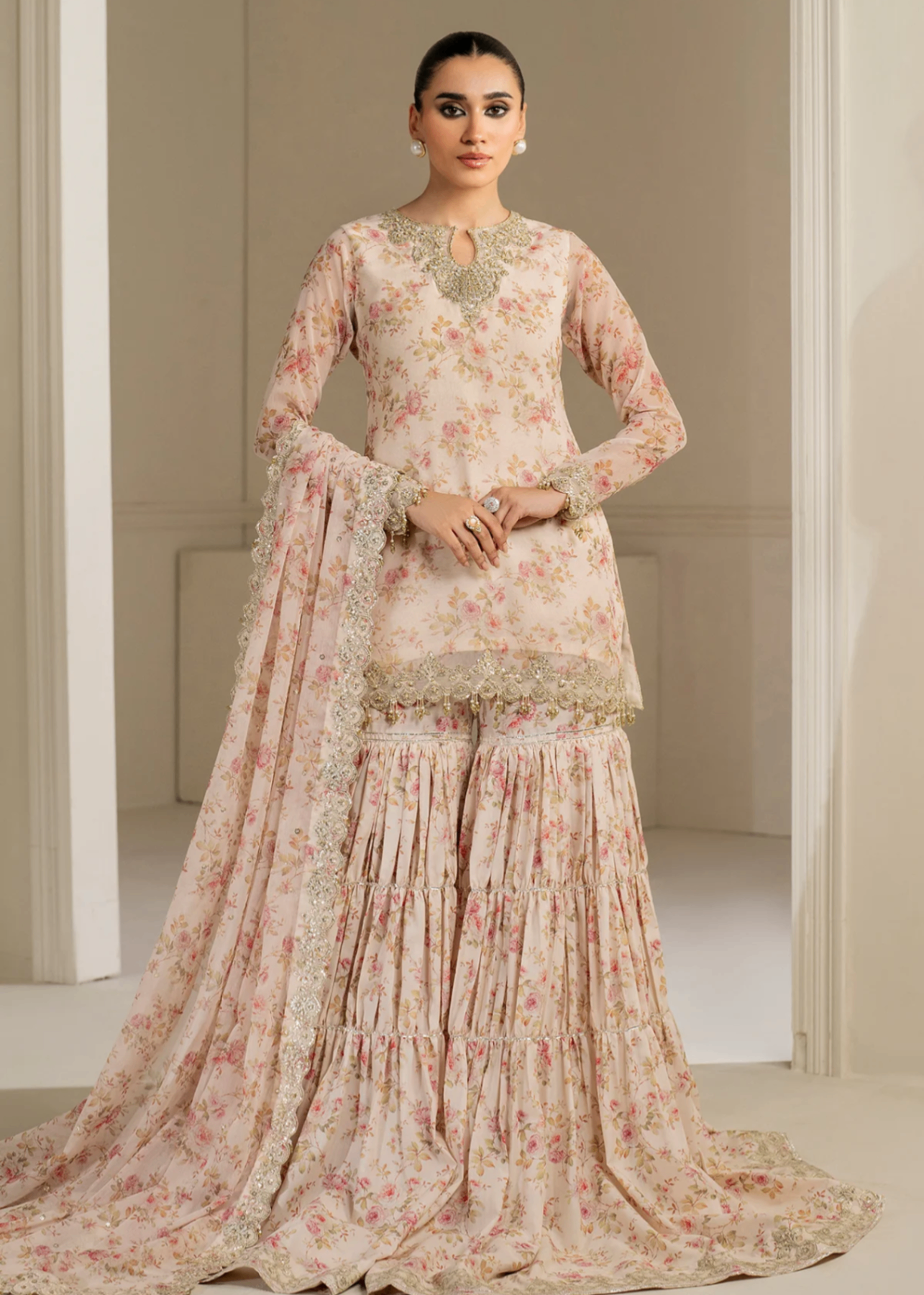 chiffon Unstitched in Pale pink