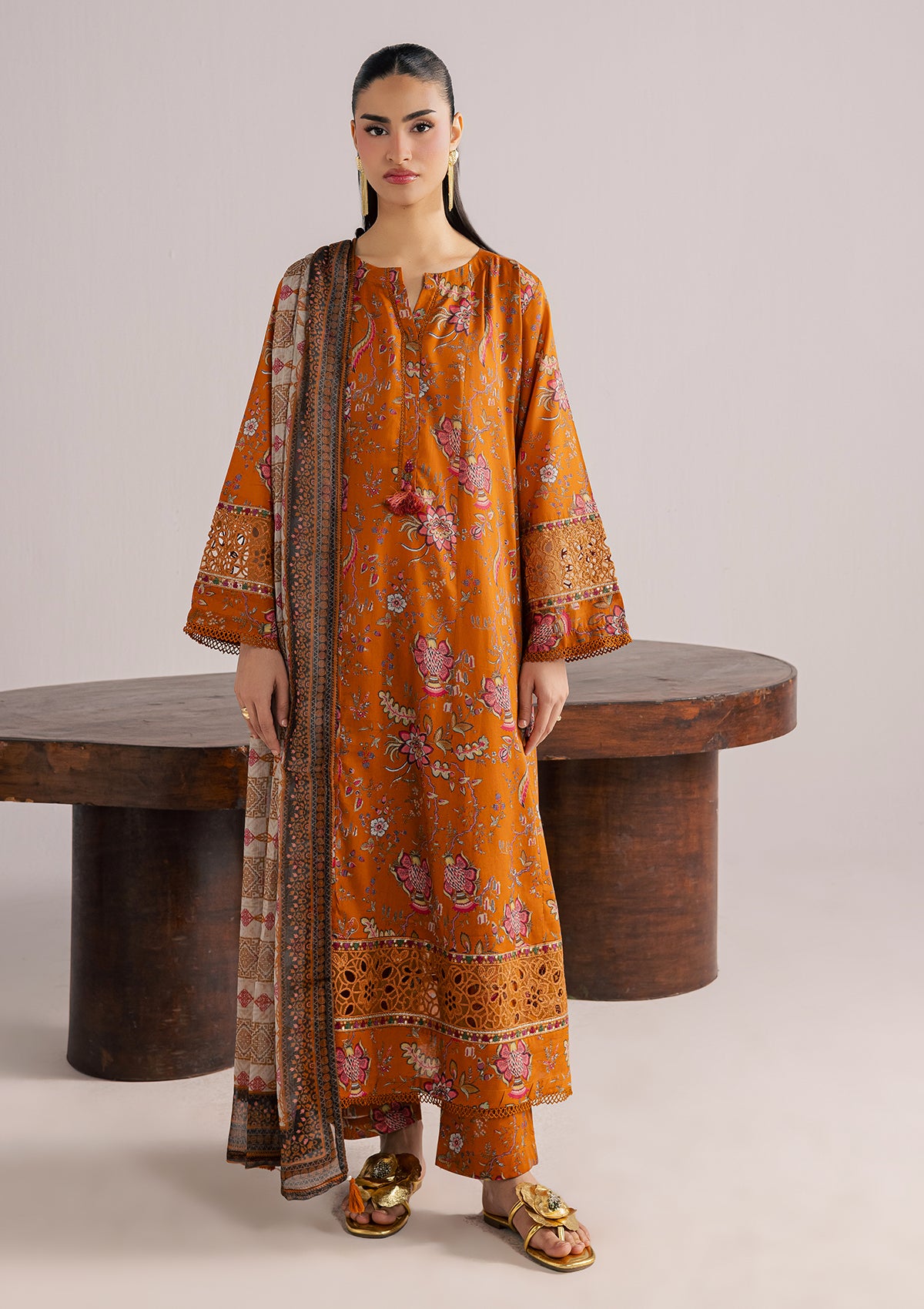 lawn Kurta Set in Mustard