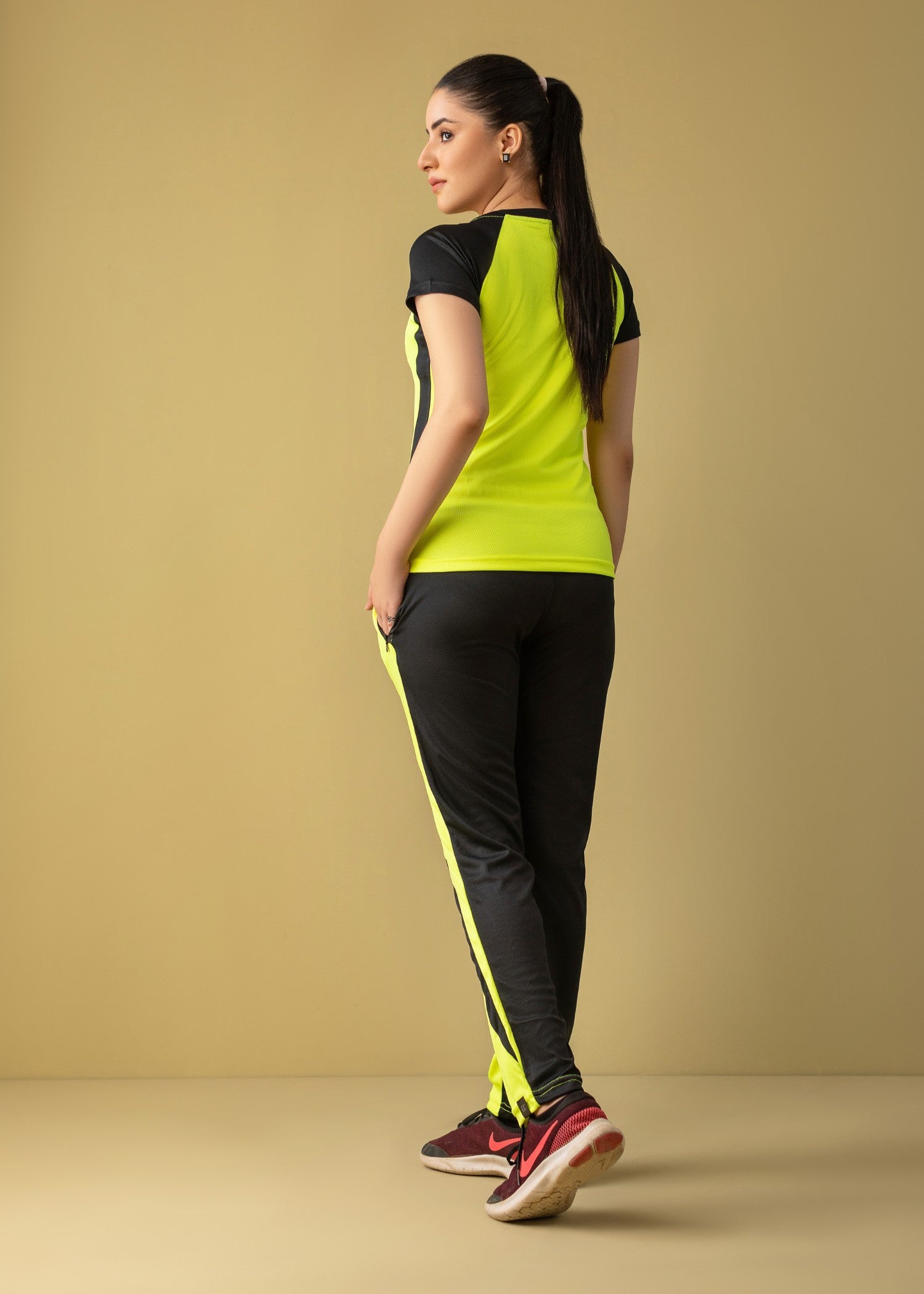 jersey knit Tracksuit in Black, acid yellow