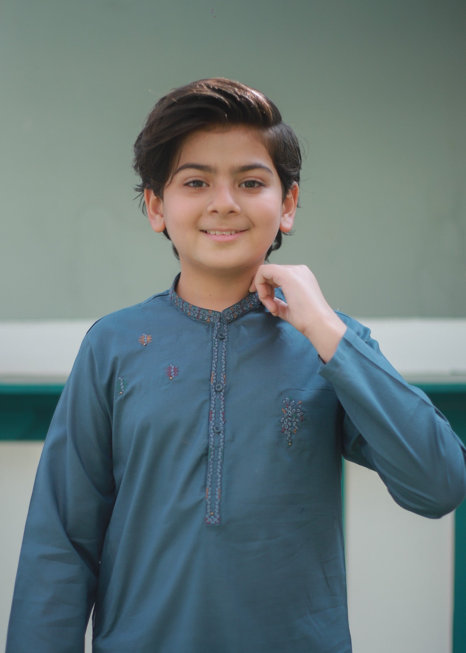 cotton Kurta Set in Bondi blue