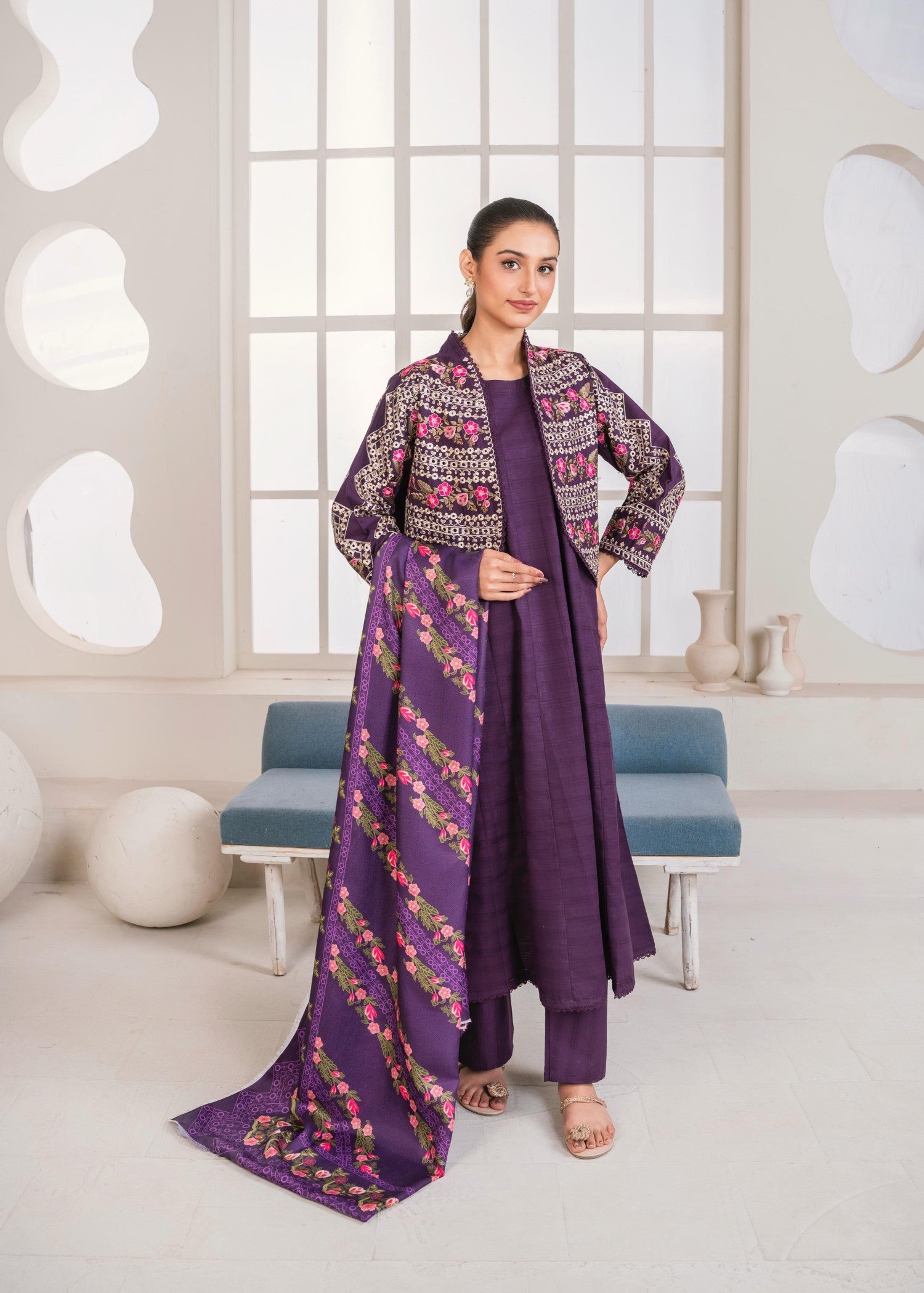 cotton Pishwas in Purple