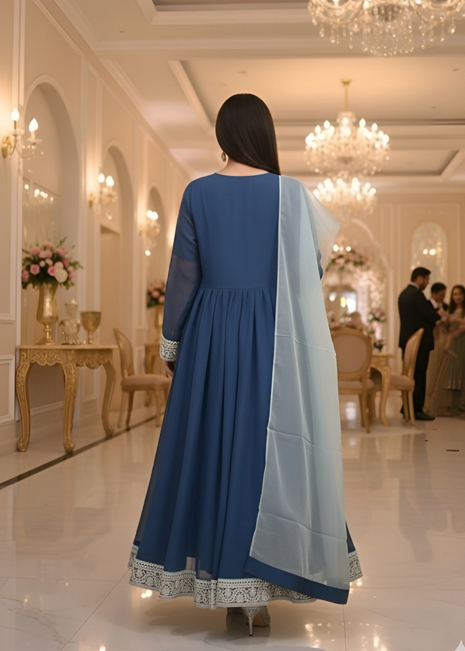 chiffon Maxi in Steel blue