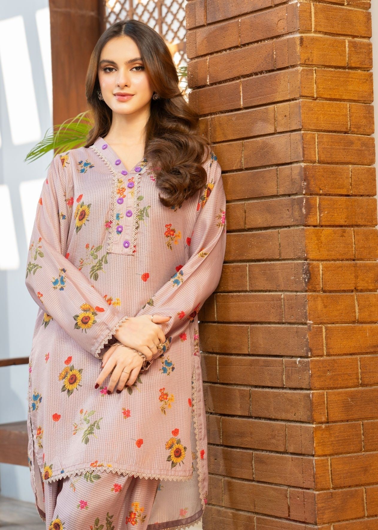 lawn Co Ord Sets in Mauve pink
