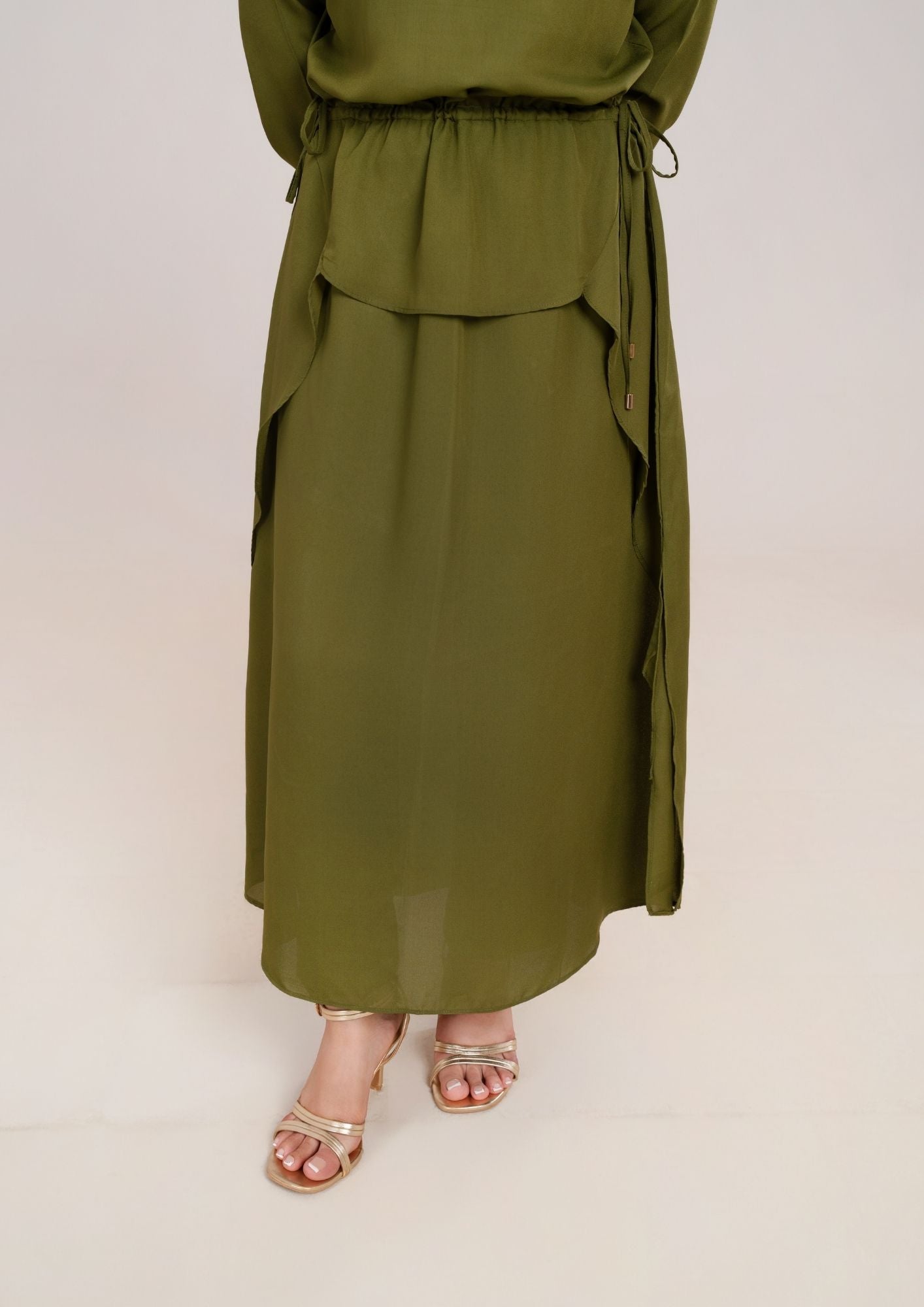georgette Dress in Olive green