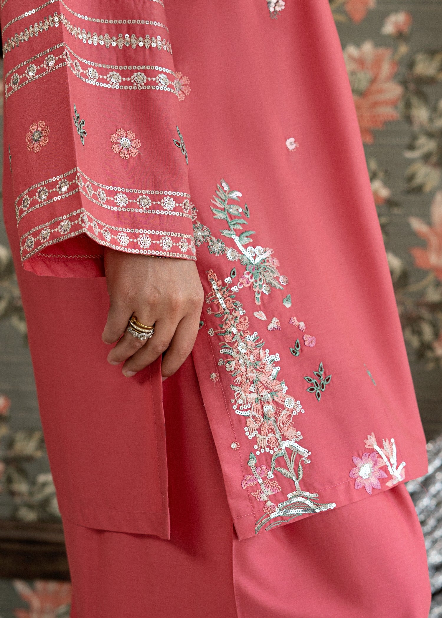 lawn Kurta Set in Chili red