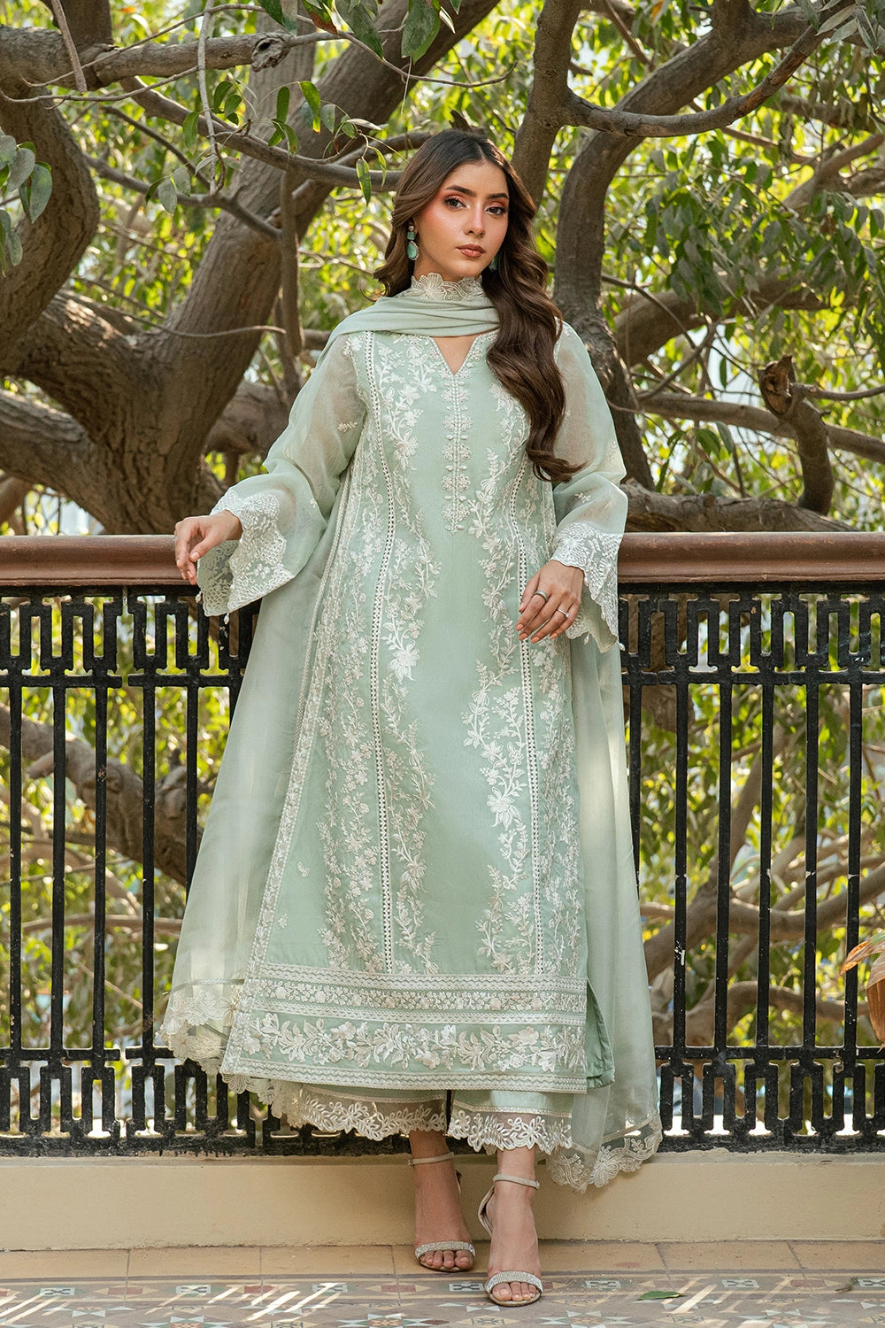 raw silk Kurta Set in Mint green