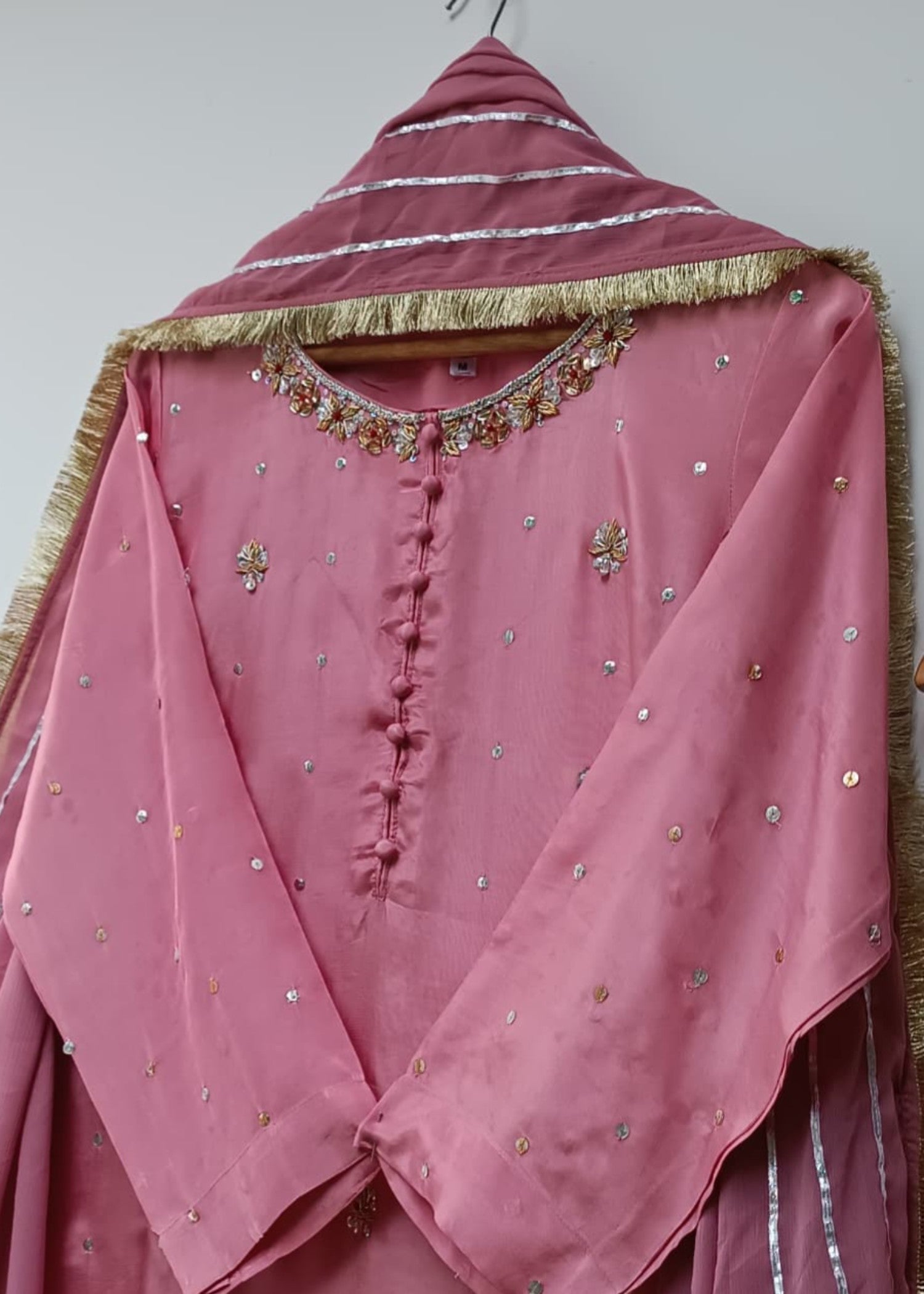 tussar silk Kurta Set in Blush pink