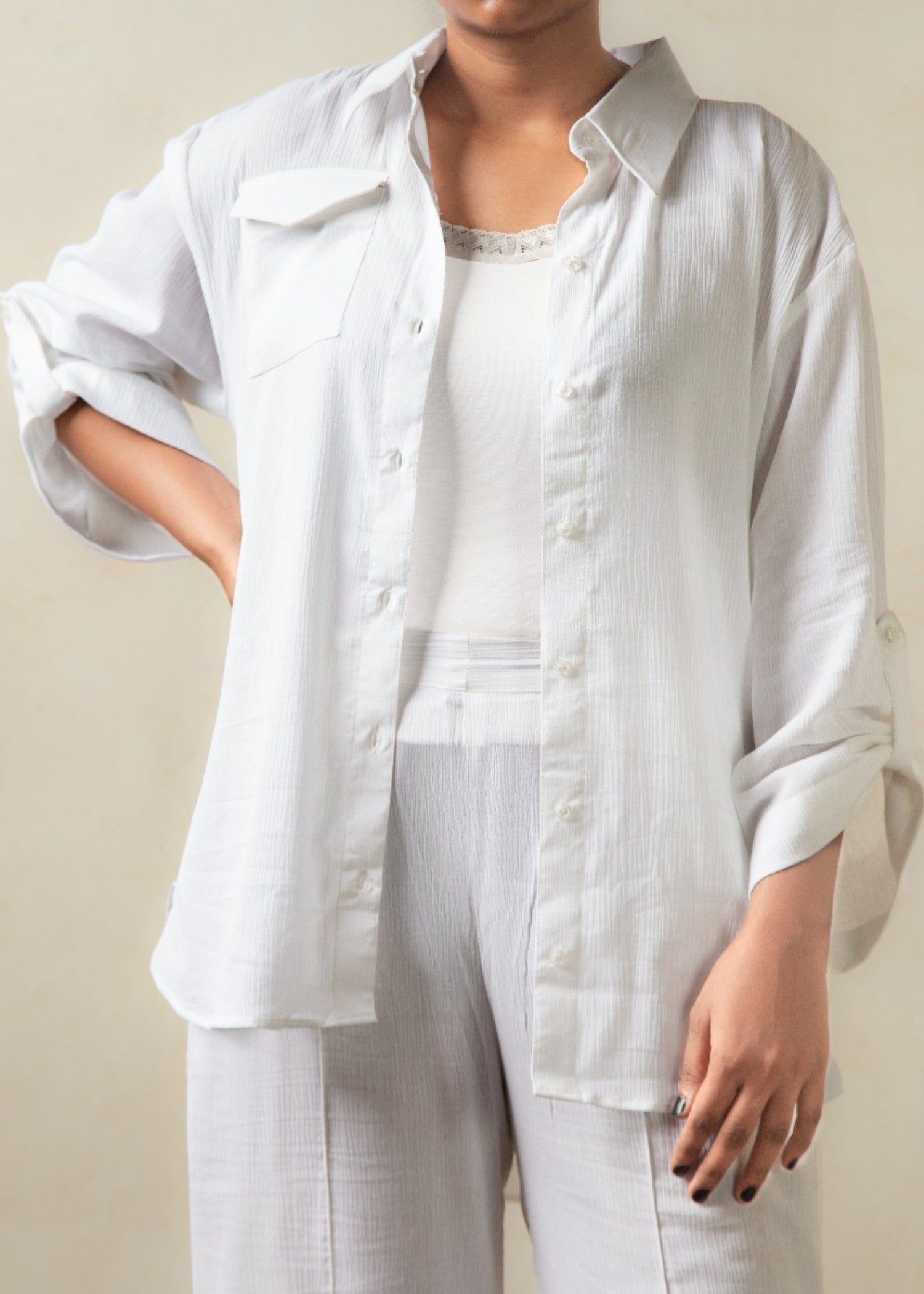 cotton linen Co Ord Sets in White