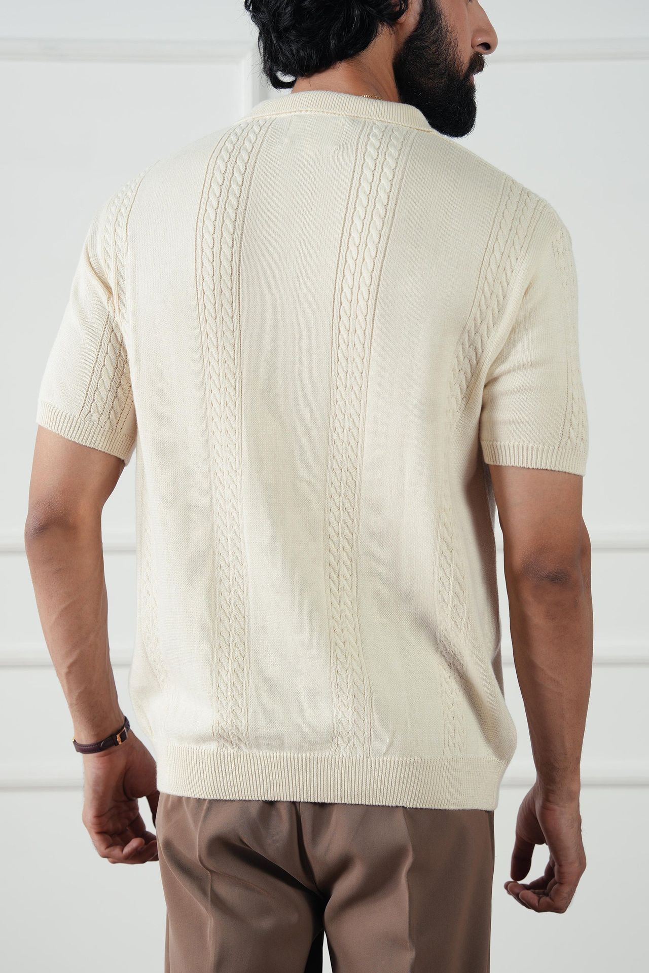 cotton jersey Polo Shirt in Cream