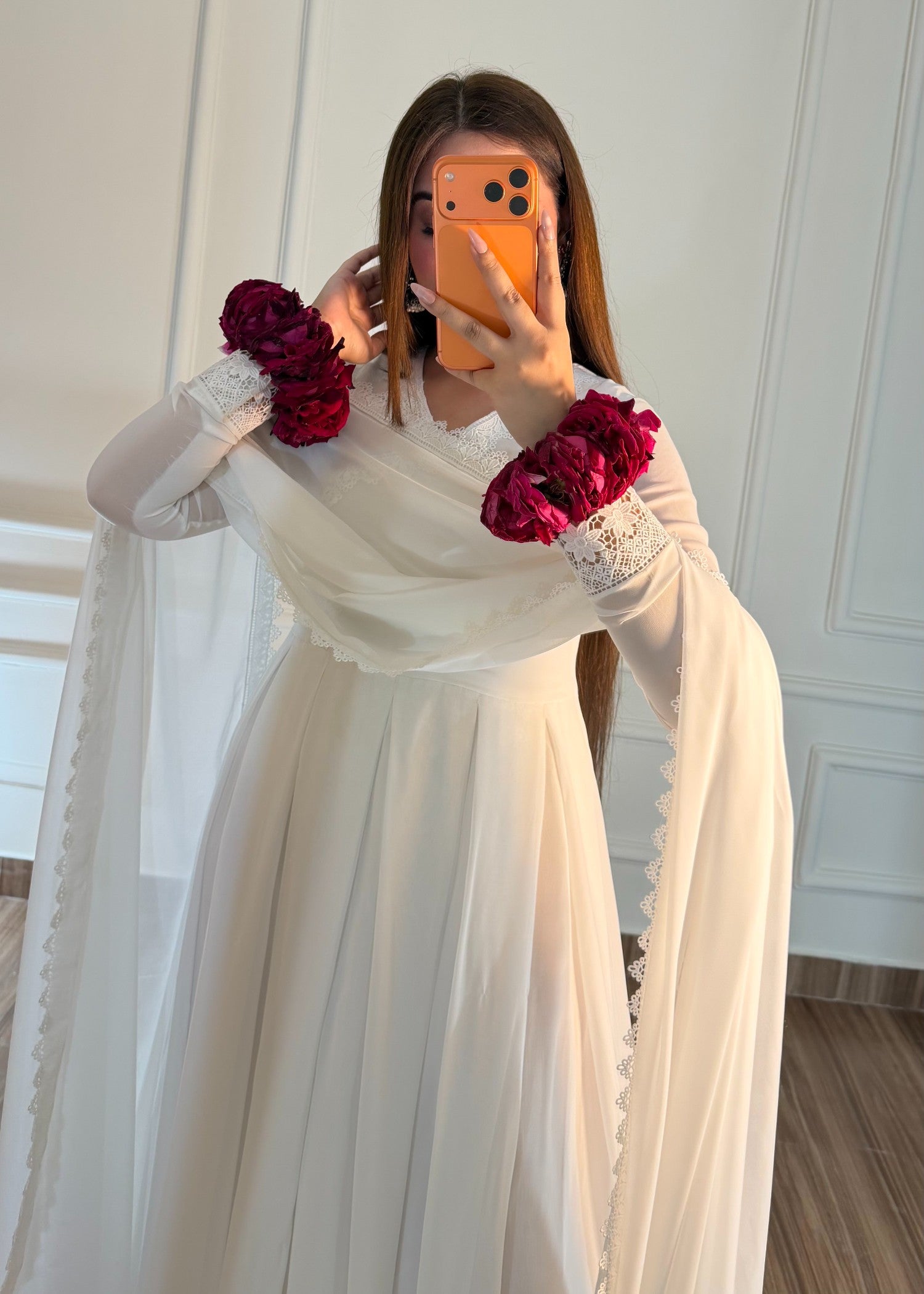 georgette chiffon Angrakha in Off-white