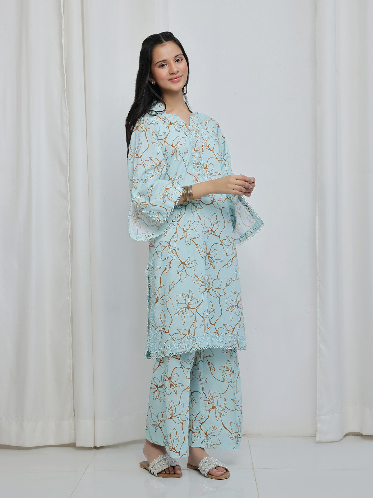 ribbed lawn Co Ord Sets in Aquamarine