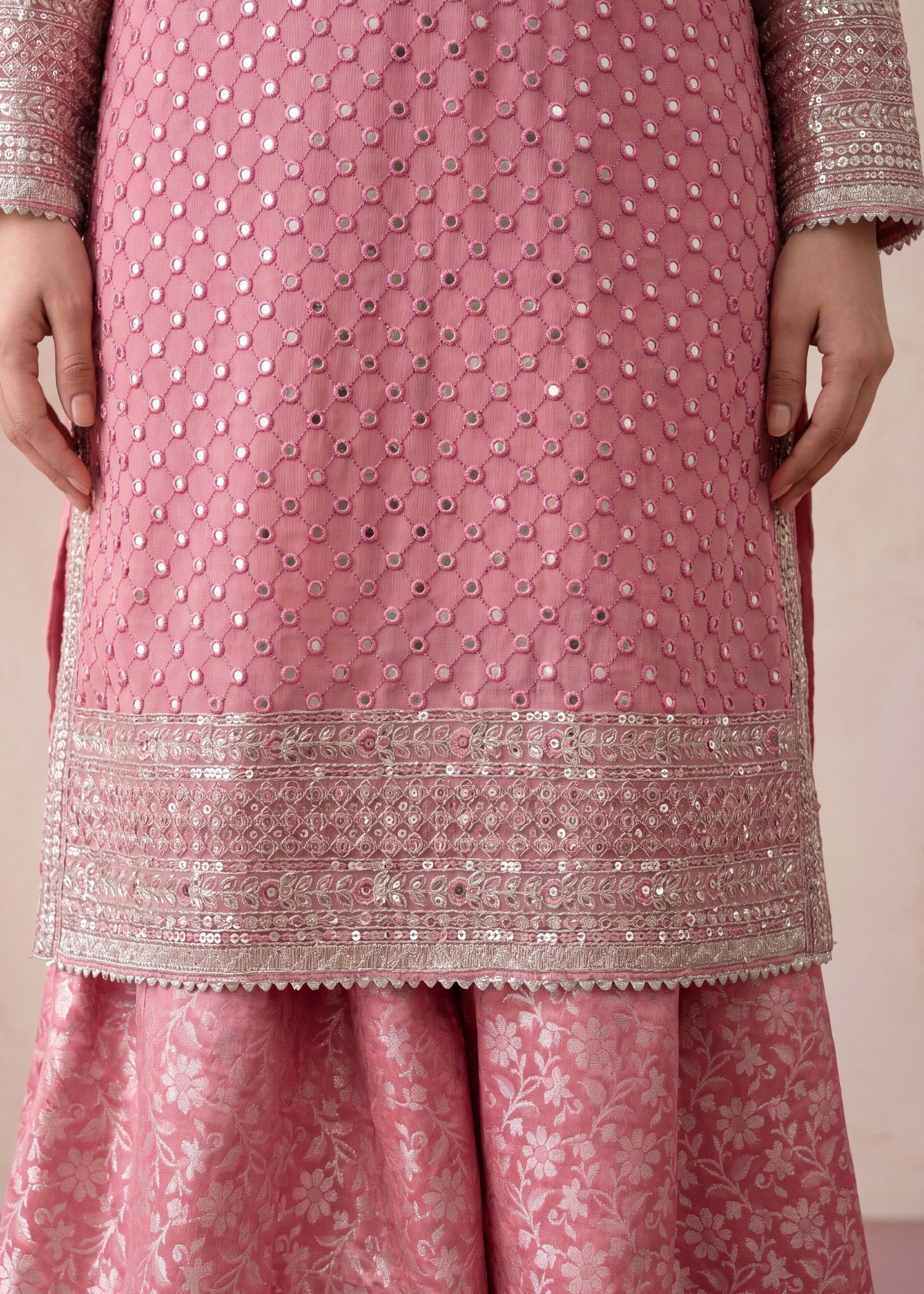 chiffon Sharara in Rose pink