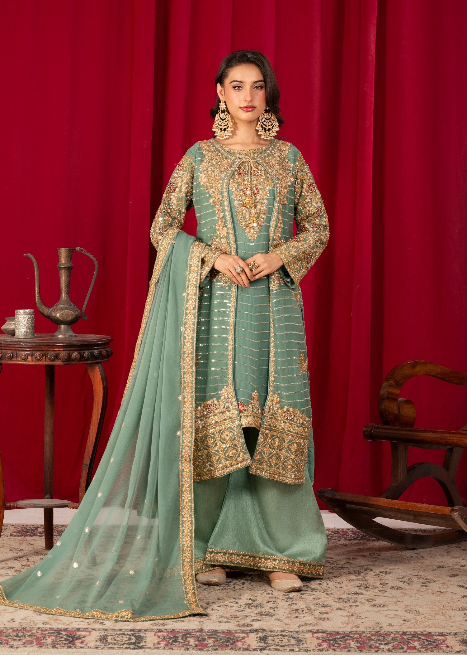 chiffon Gown in Pastel green