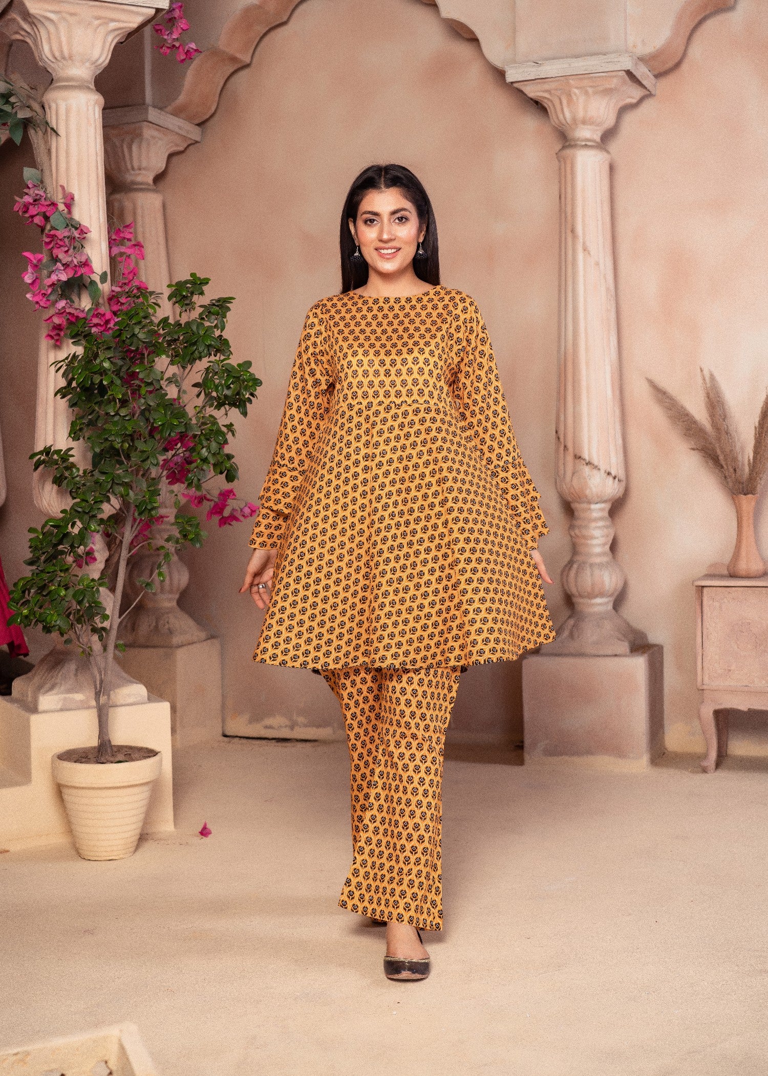 lawn Short Frock in Yellow