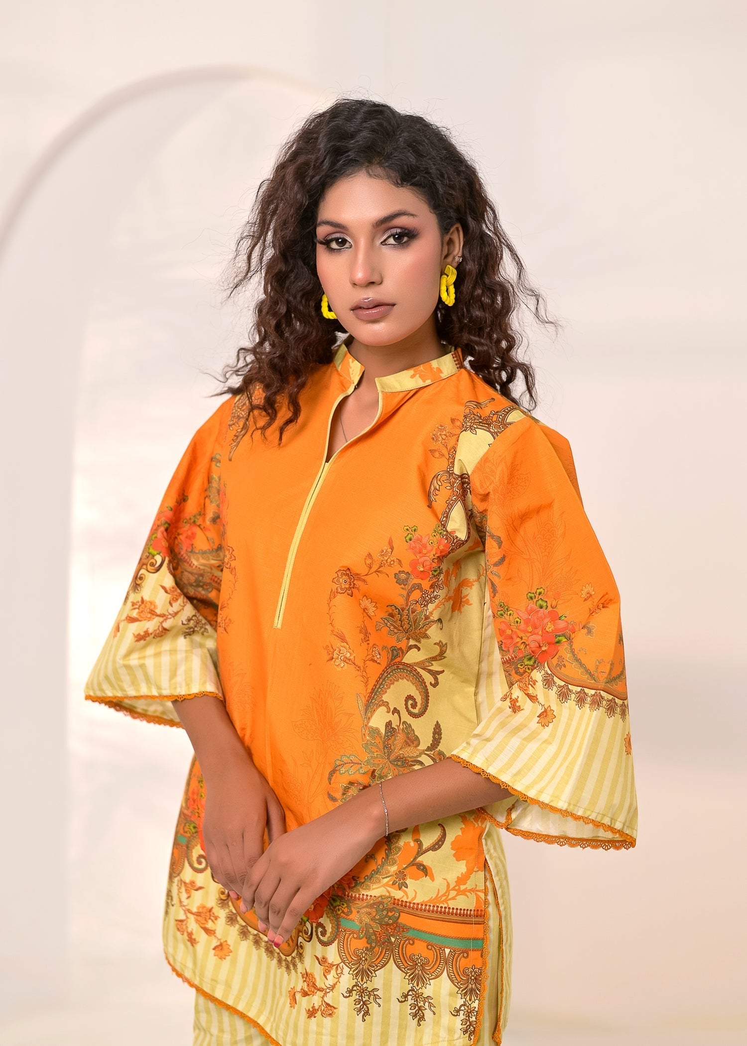 poly silk Co Ord Sets in Orange
