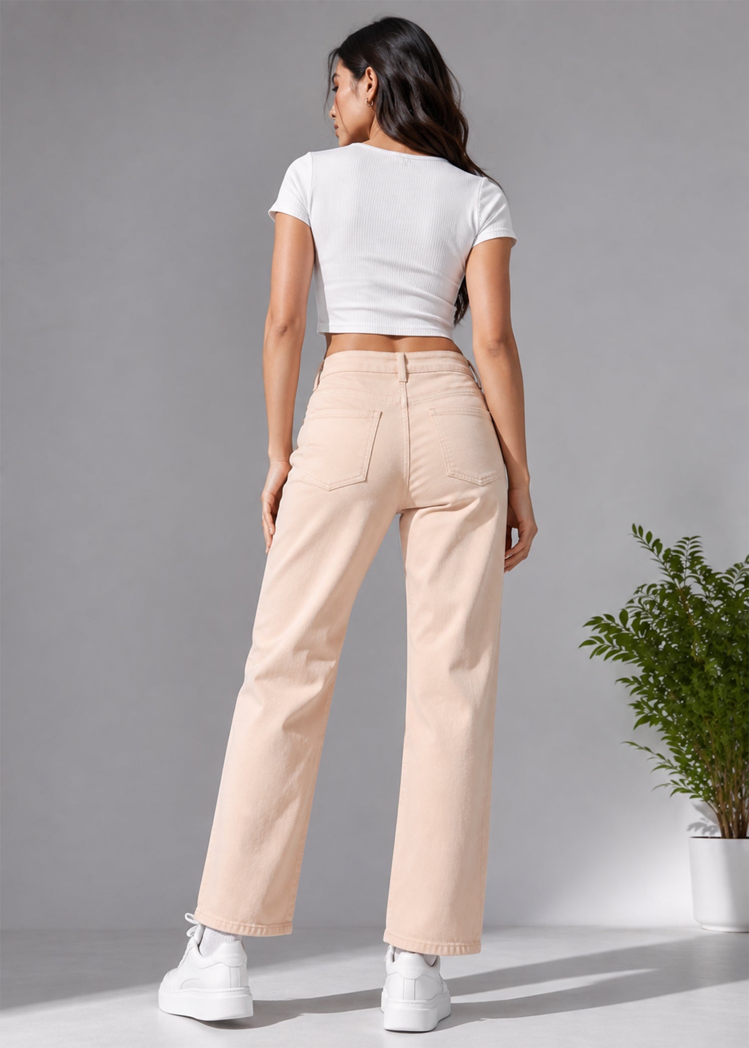 denim Jeans in Peach pink