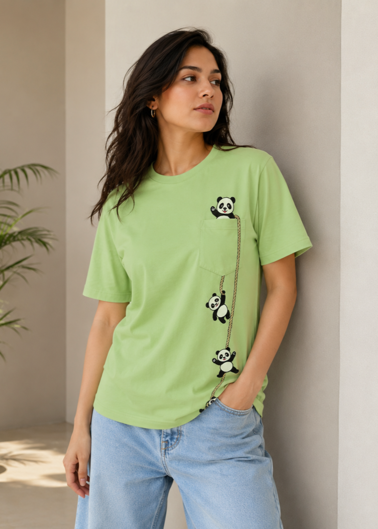 cotton jersey T Shirt in Mint green