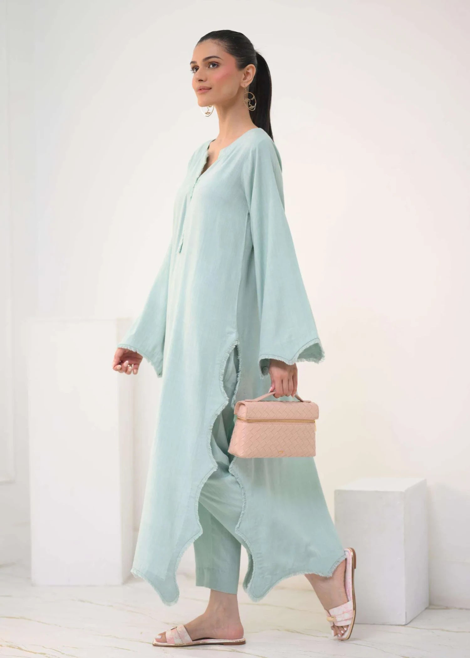 irish linen Kurta Set in Lemon