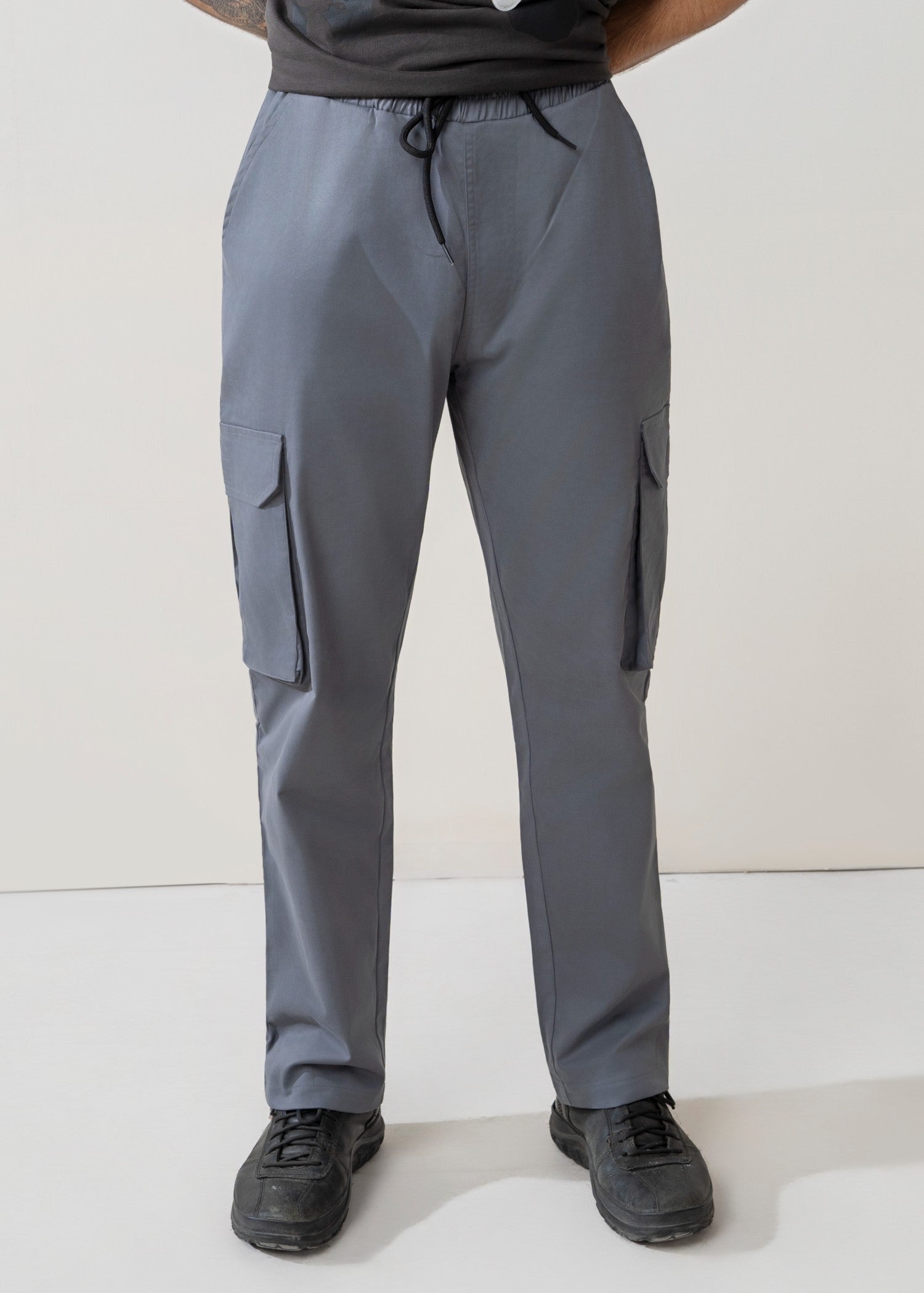 twill cotton Trousers in Slate grey