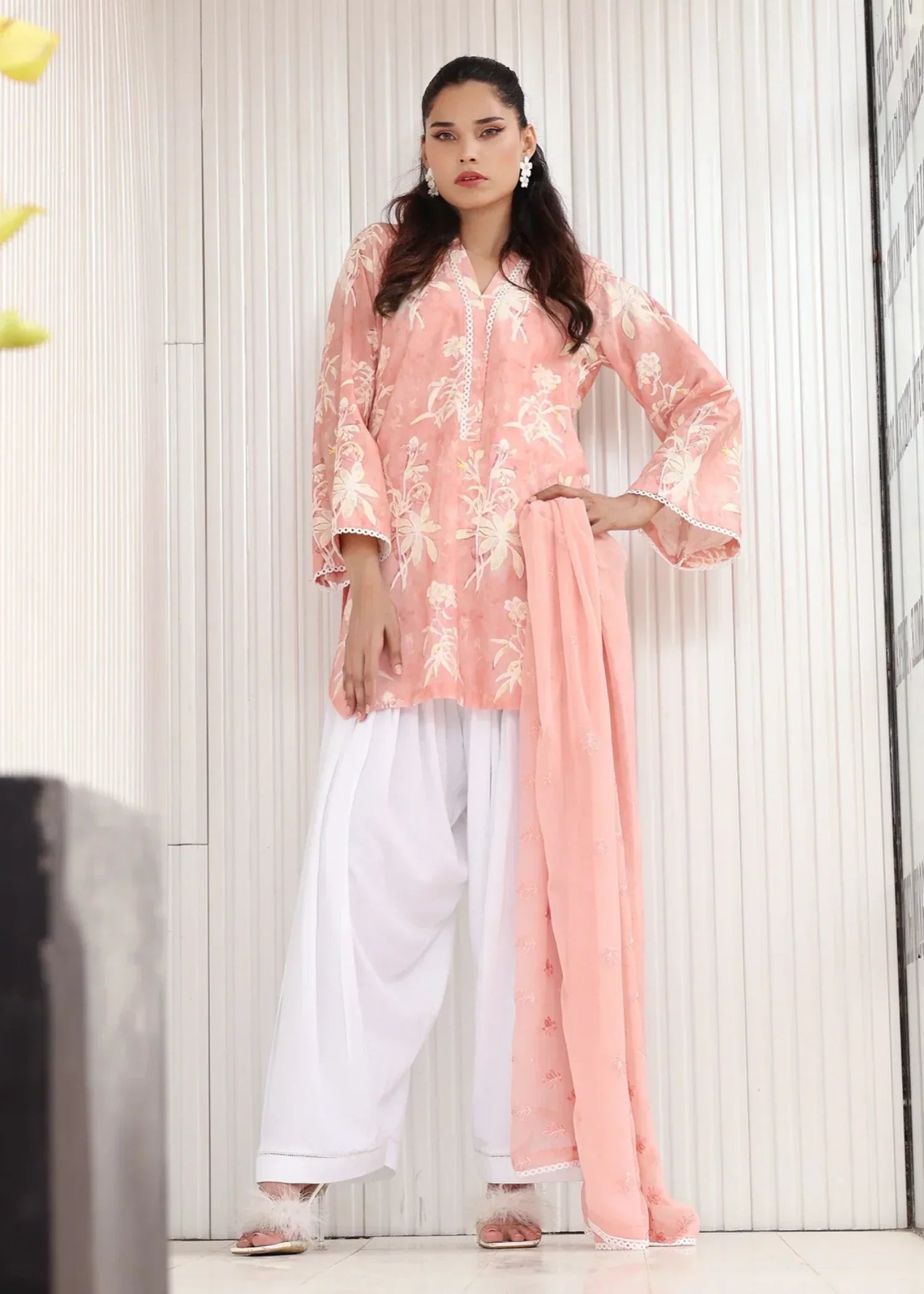 lawn Kurta Set in Pink sherbert