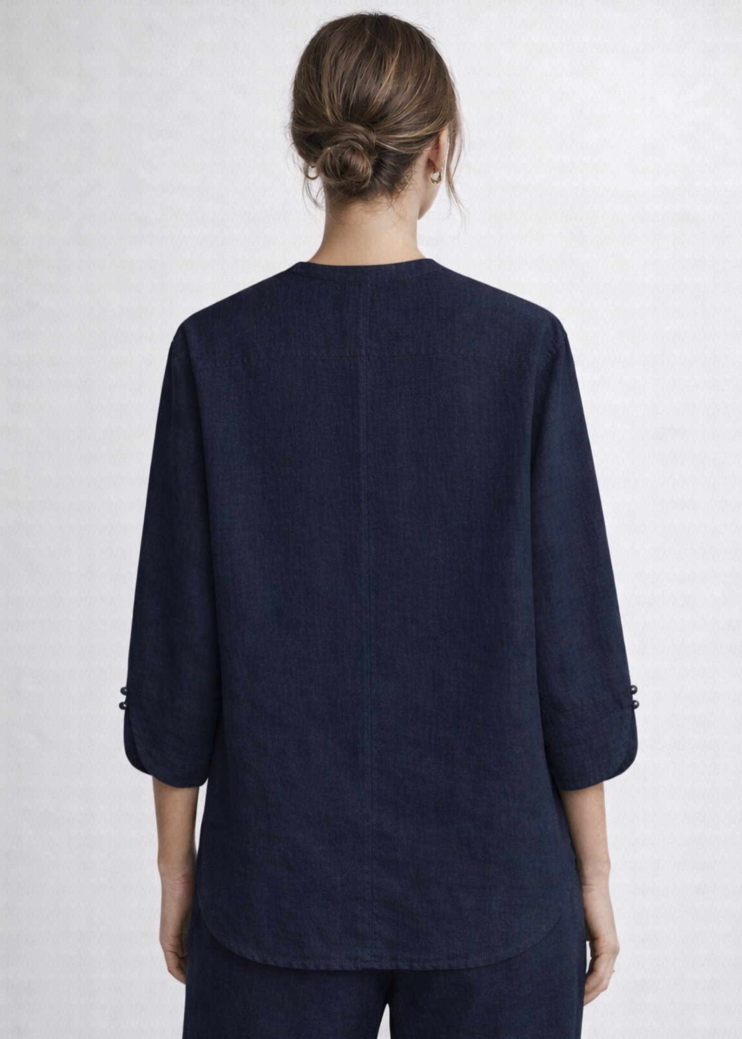 cotton linen Top in Navy blue