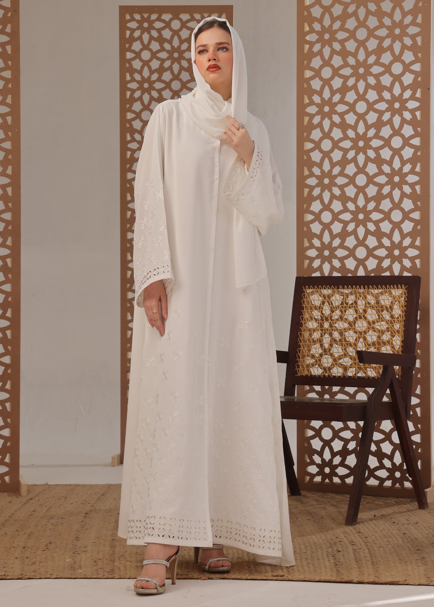 nidha Abaya in White