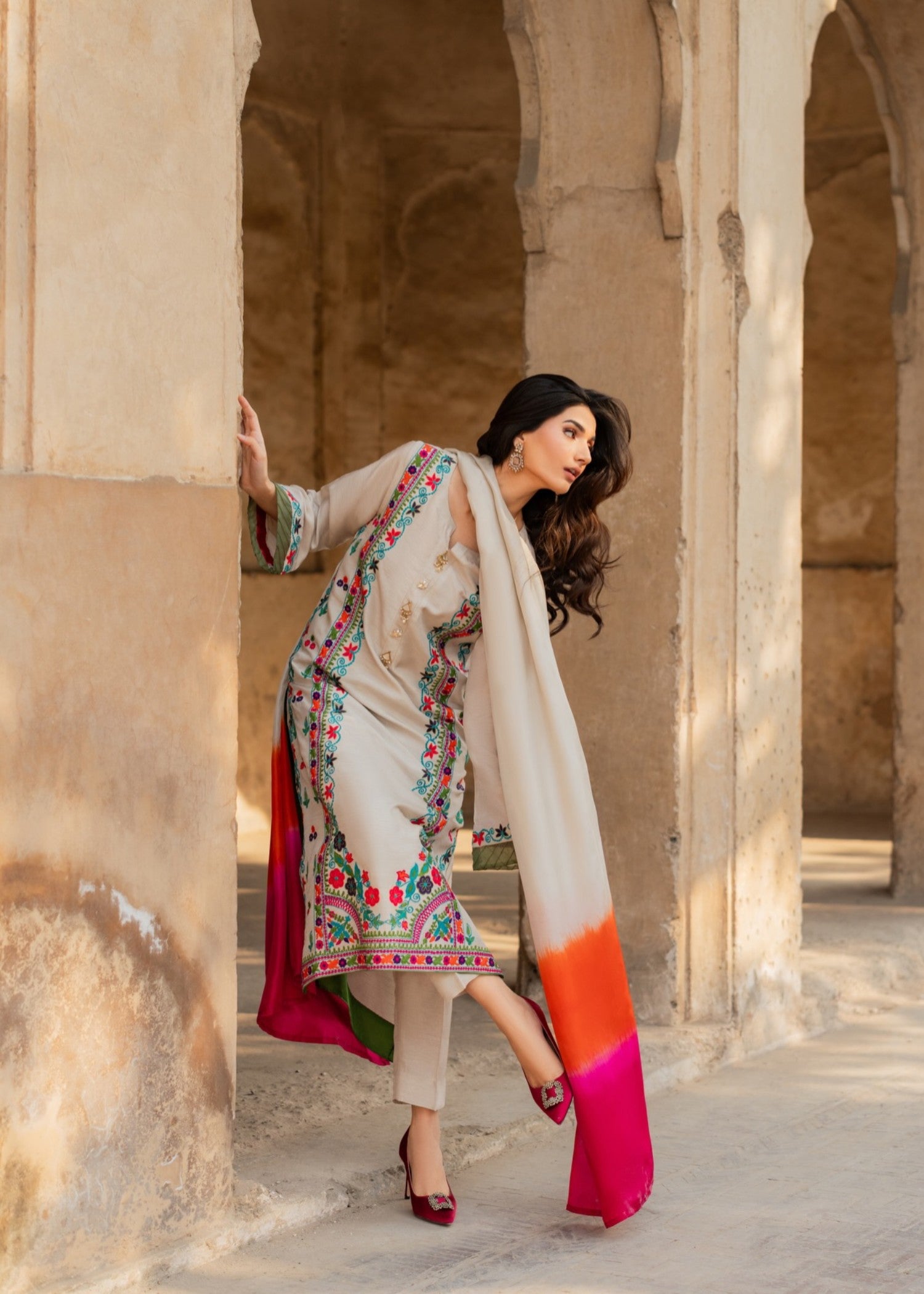 linen Kurta Set in Multi