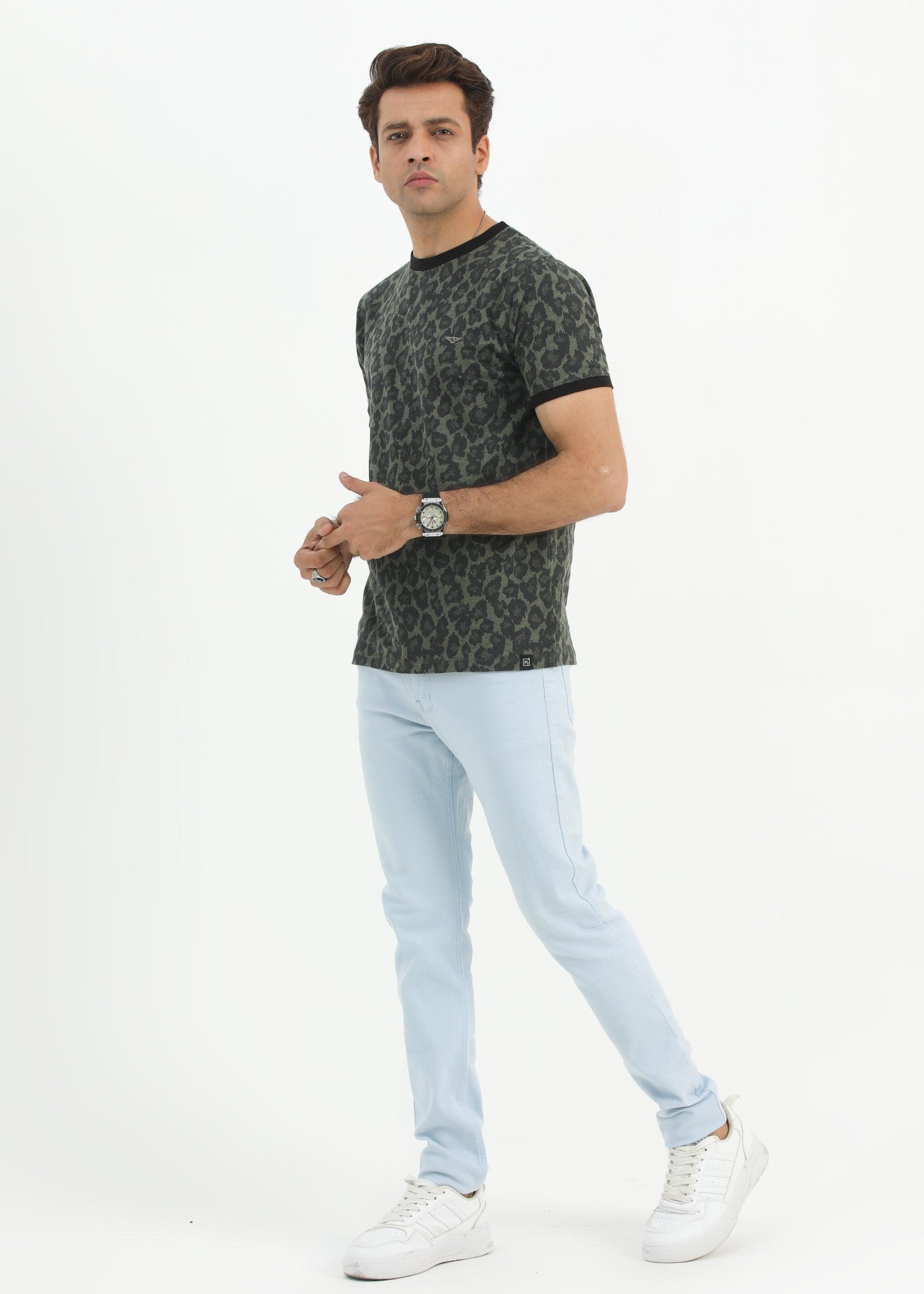 single jersey knit T Shirt in Sage green