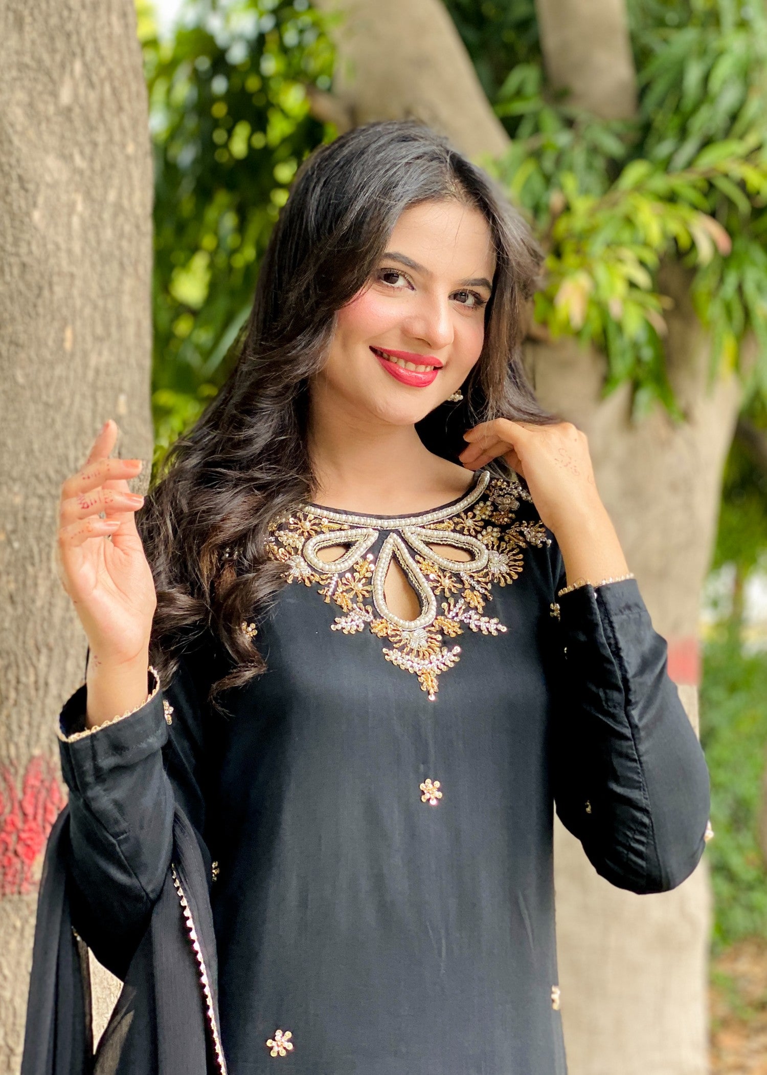 viscose Kurta Set in Black