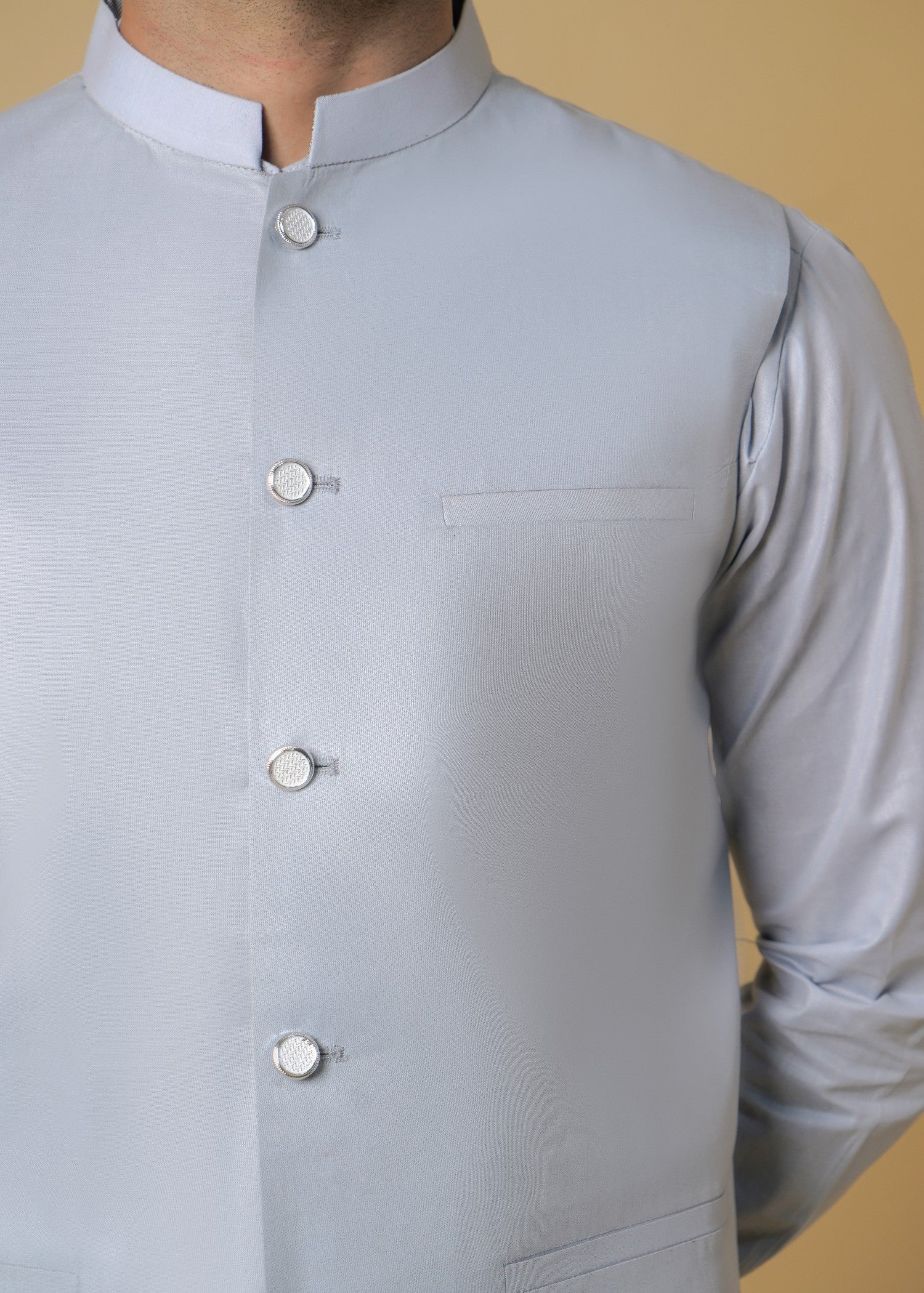 cotton Waistcoat in Light grey