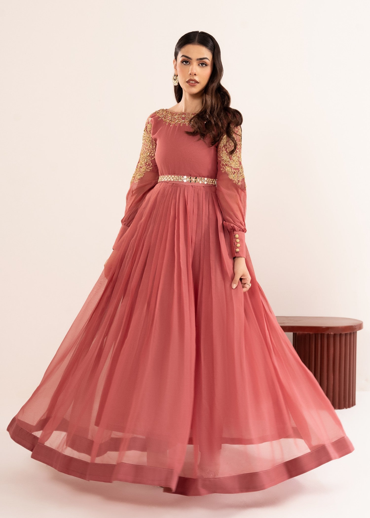 chiffon Maxi in Tea rose pink